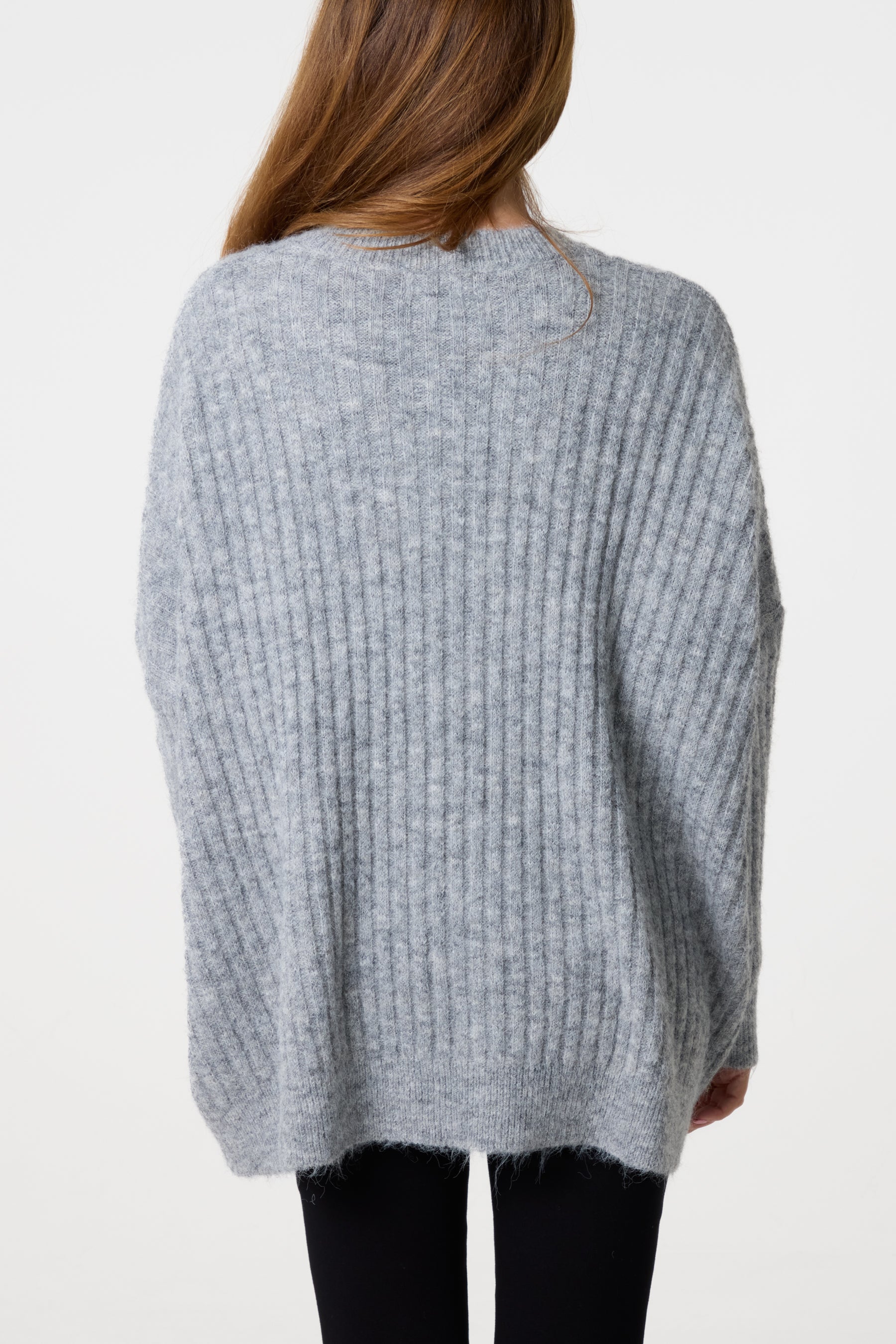 Batwing Sleeve Ribbed Knit Jumper