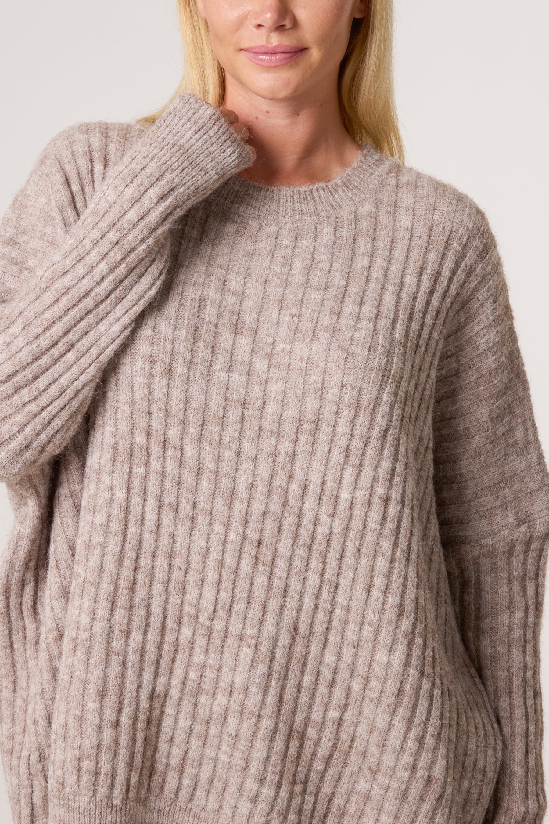 Batwing Sleeve Ribbed Knit Jumper