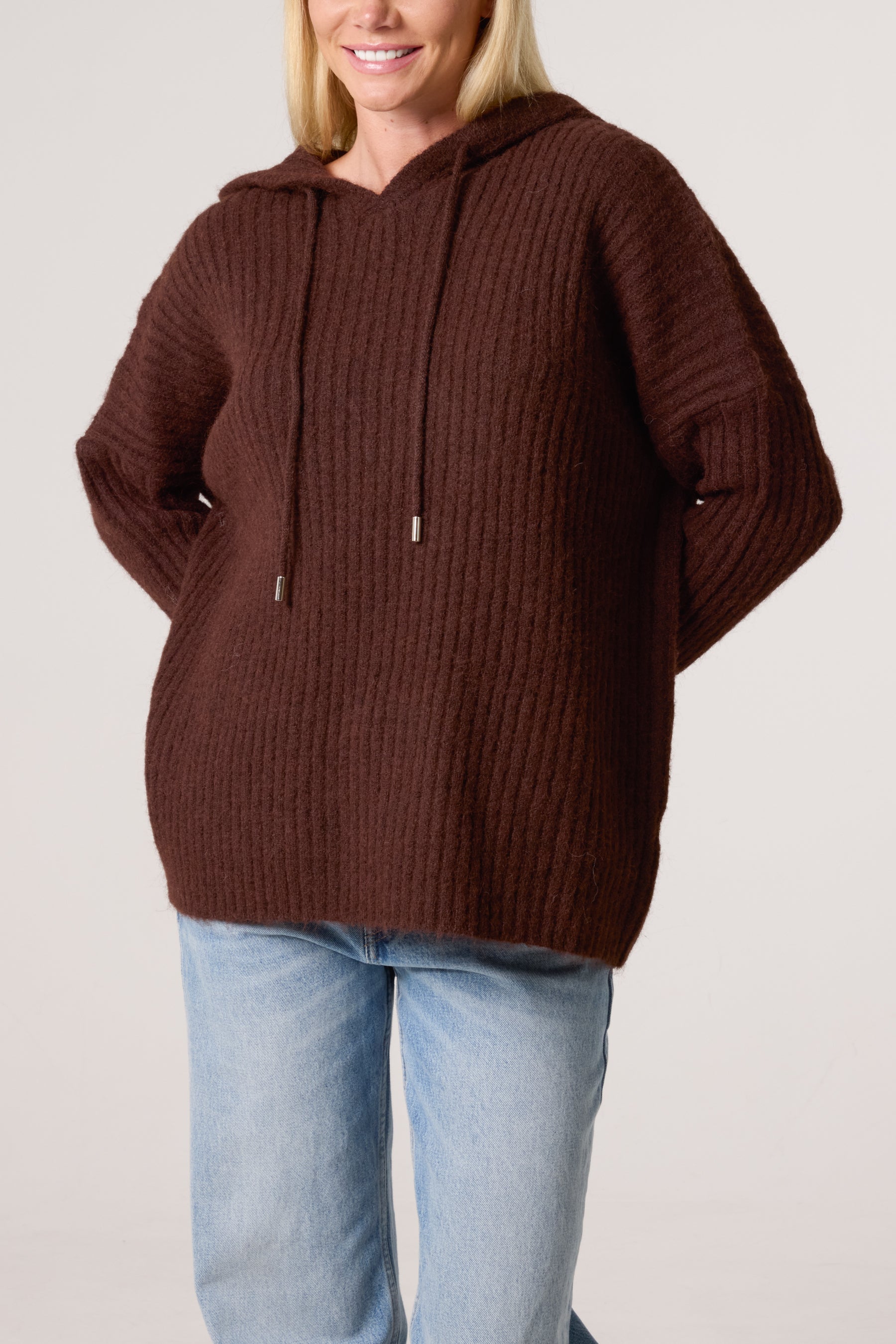 Ribbed Soft Knit Hoodie