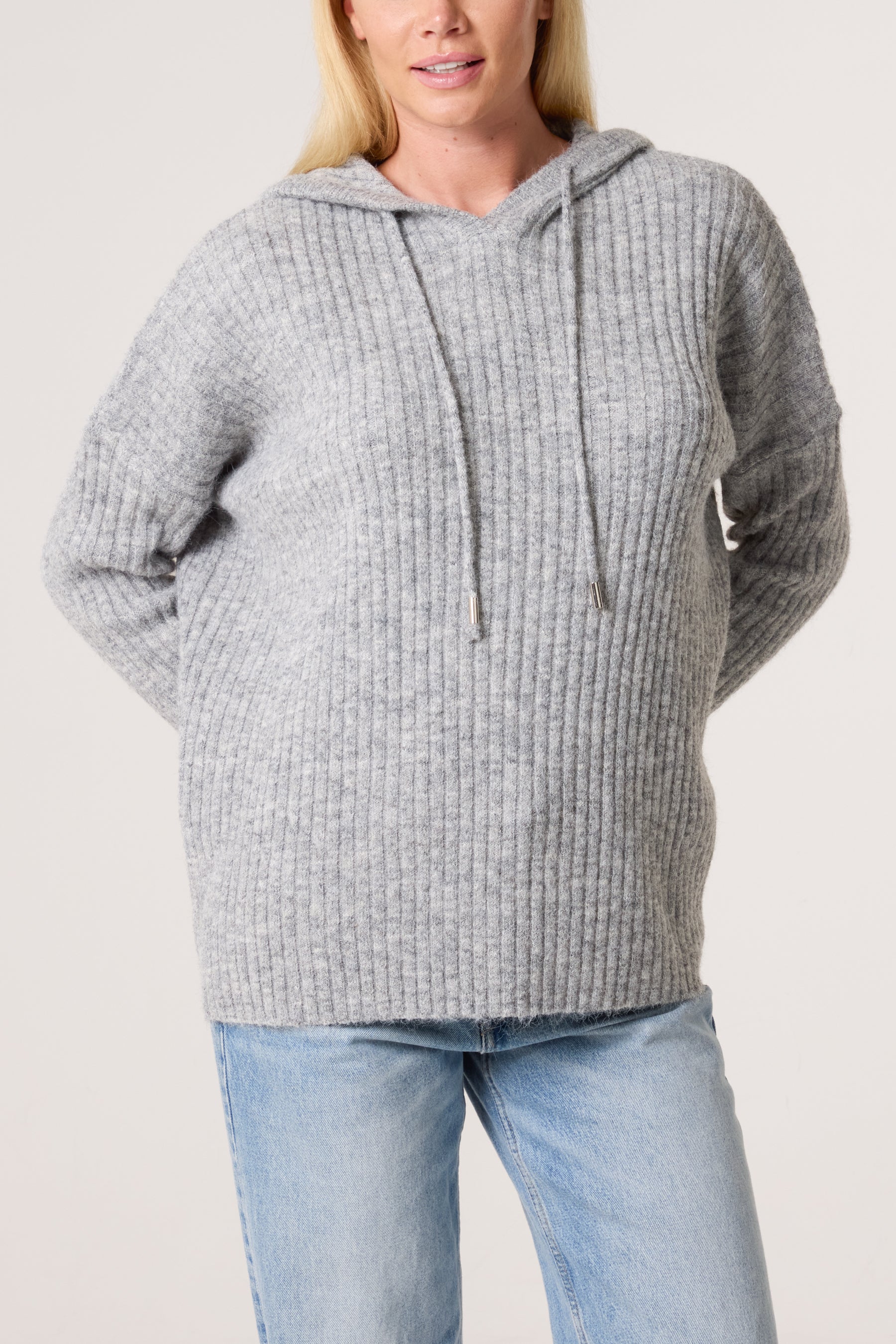 Ribbed Soft Knit Hoodie