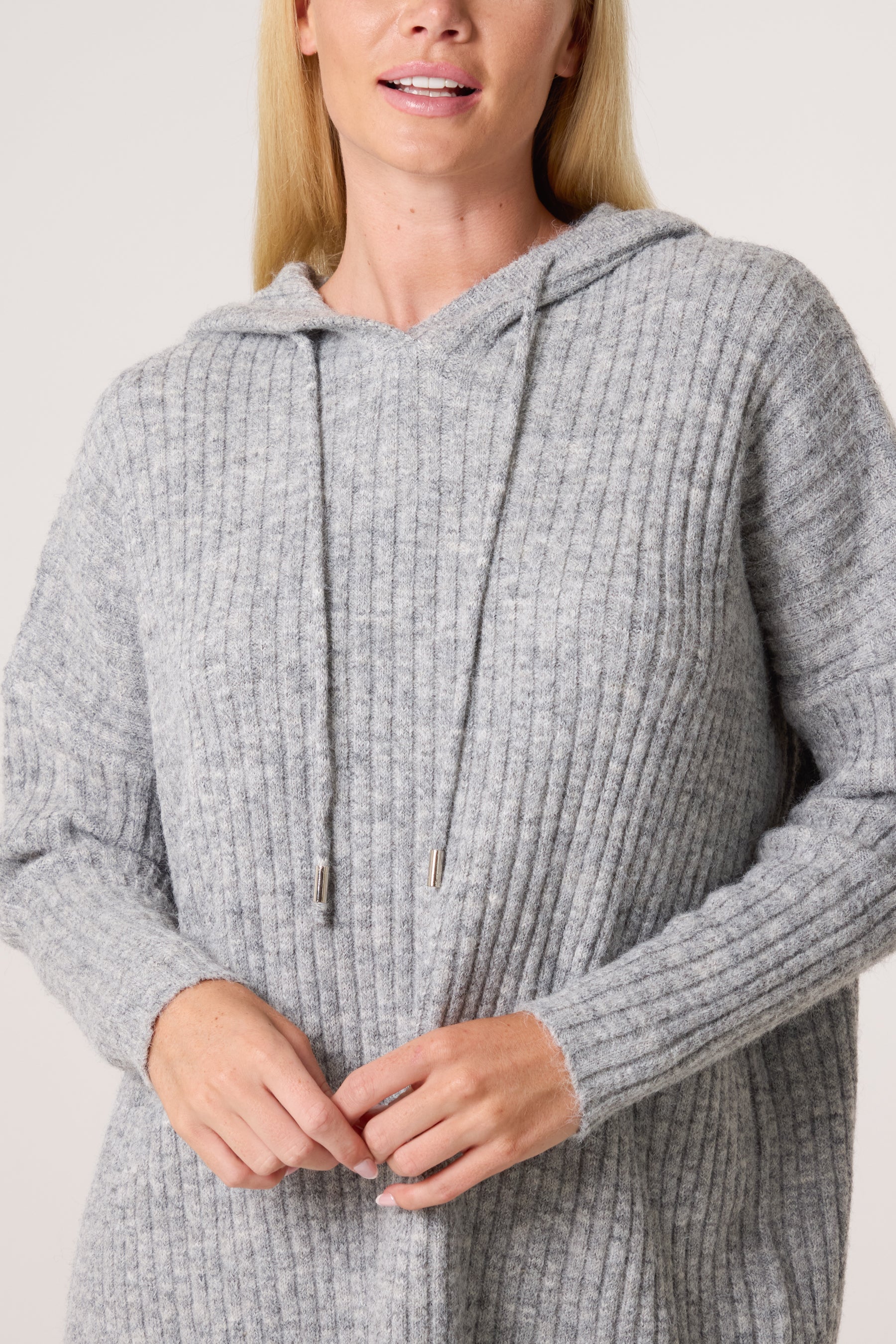 Ribbed Soft Knit Hoodie