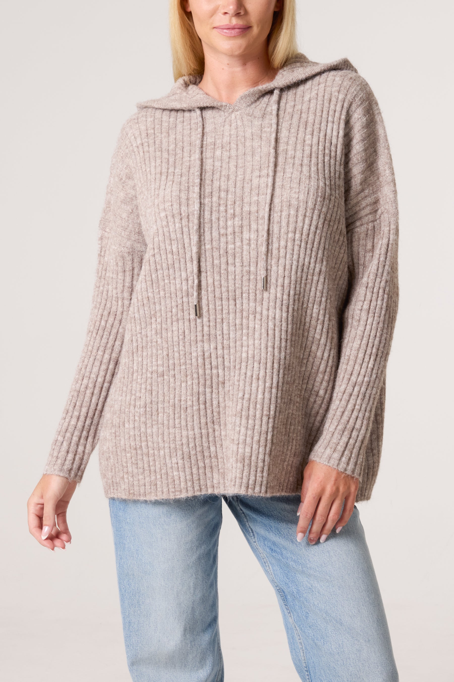 Ribbed Soft Knit Hoodie
