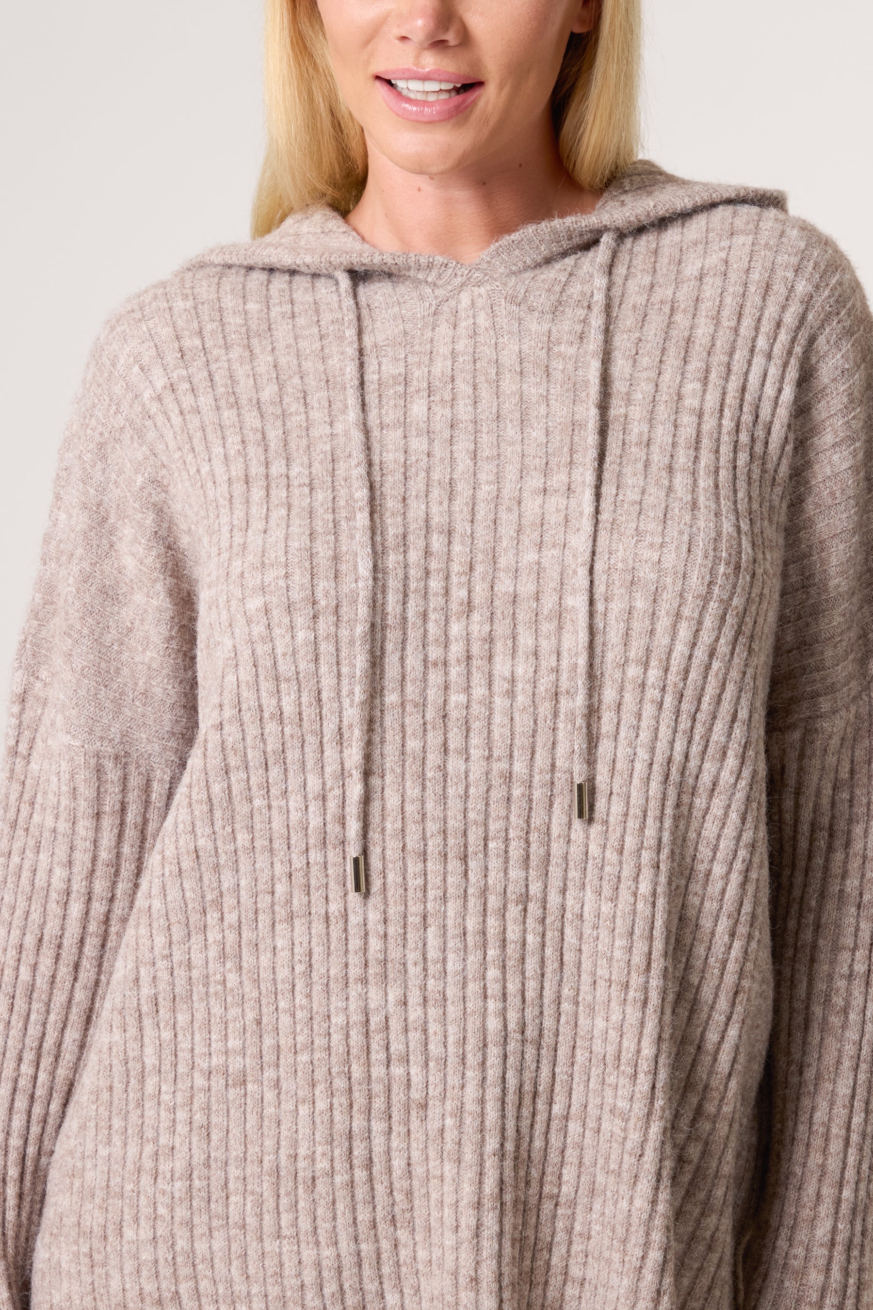Ribbed Soft Knit Hoodie