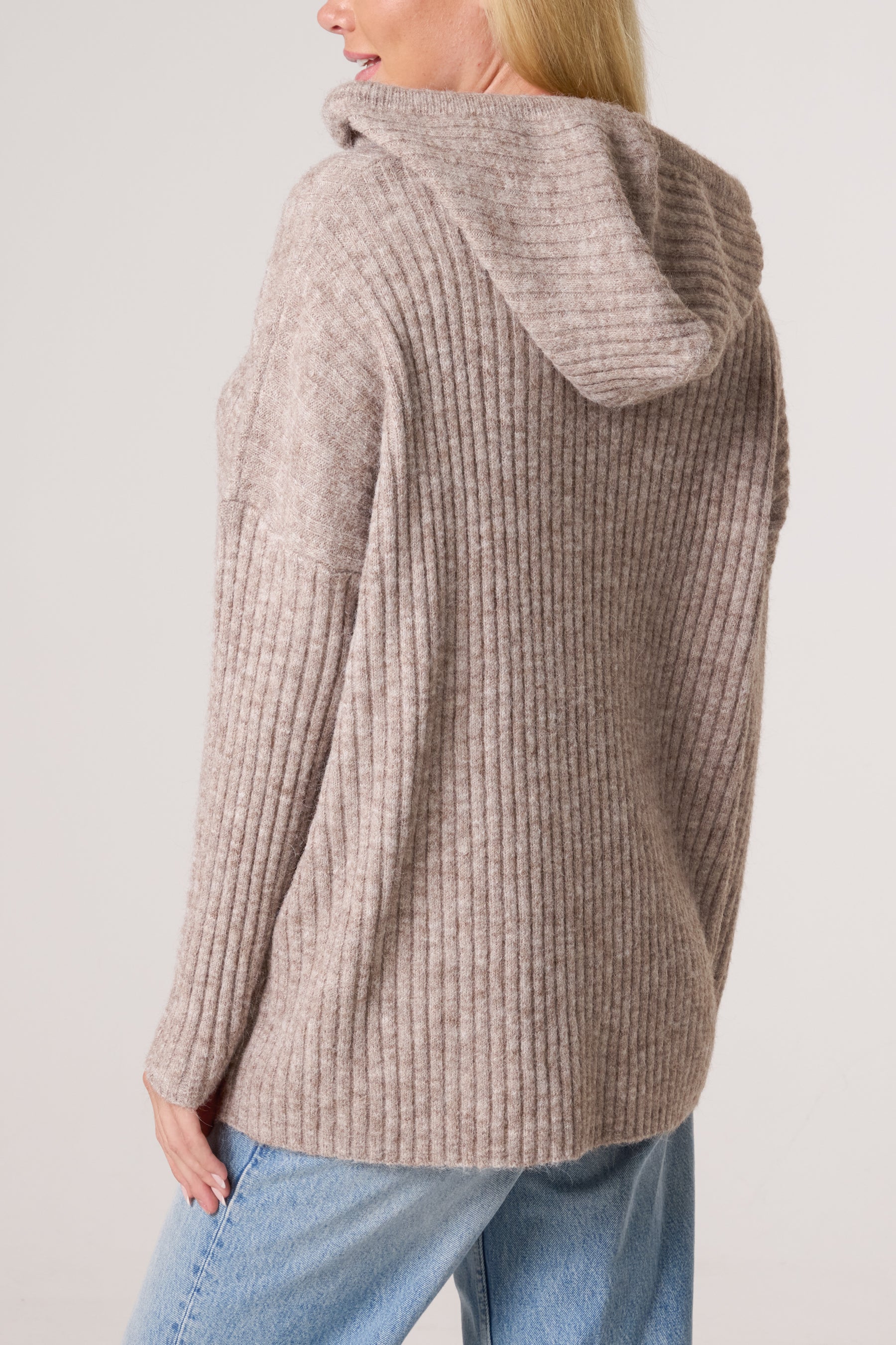 Ribbed Soft Knit Hoodie
