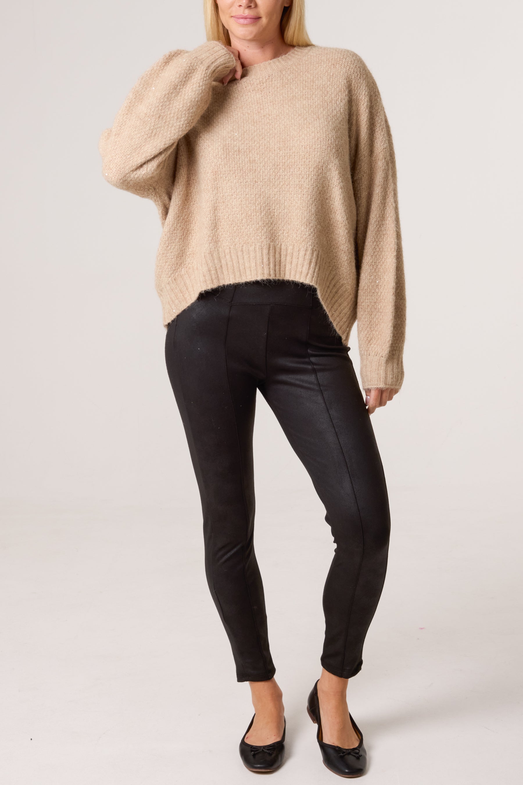 Textured Knit Crew Neck Jumper