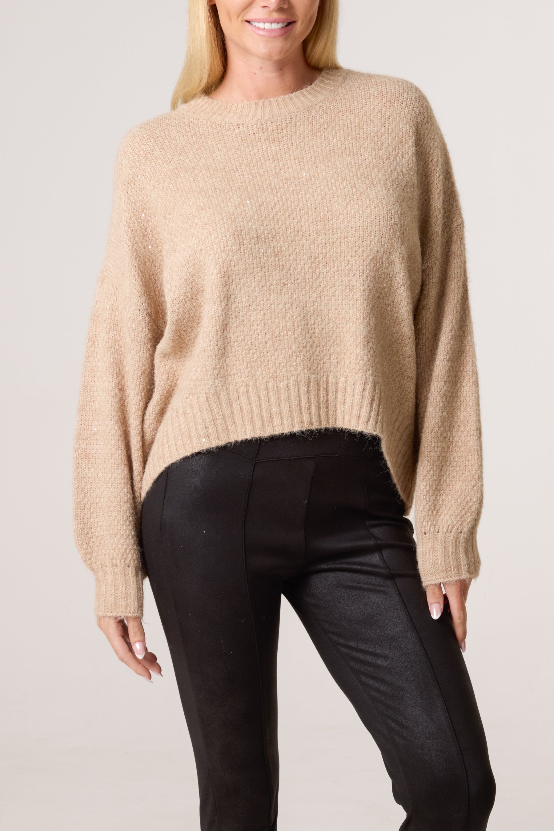 Textured Knit Crew Neck Jumper