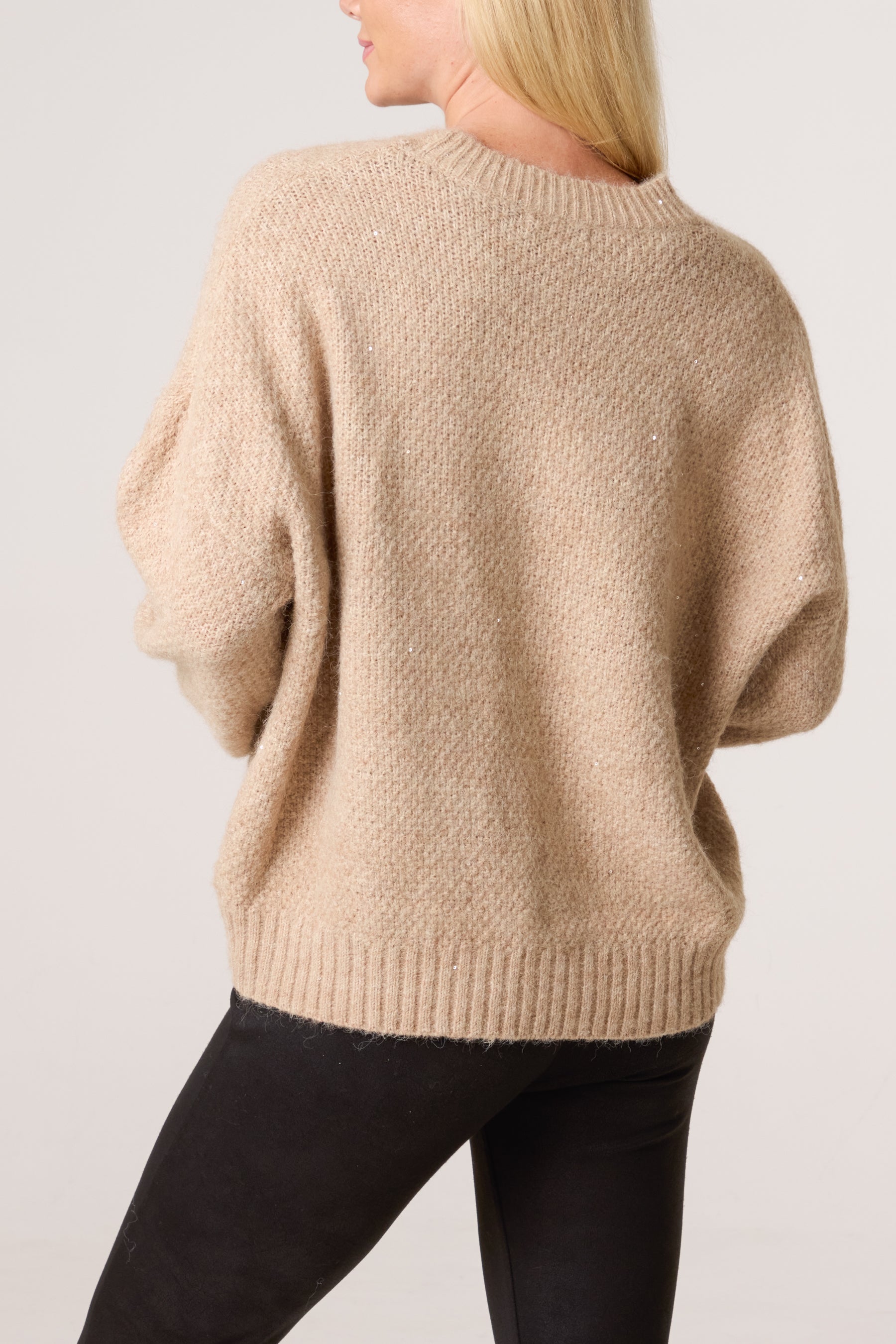 Textured Knit Crew Neck Jumper