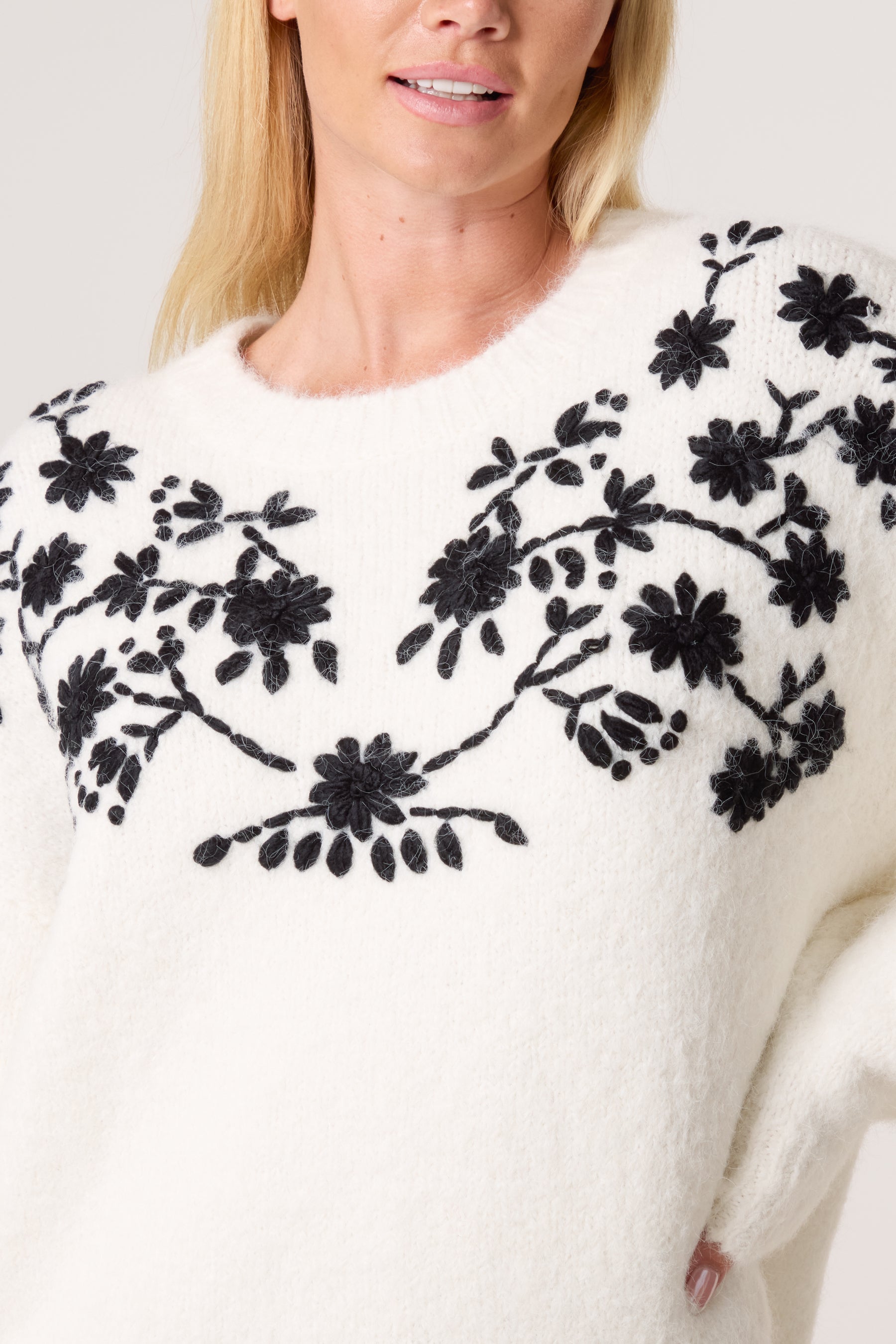Flower Embroidered Knit Jumper