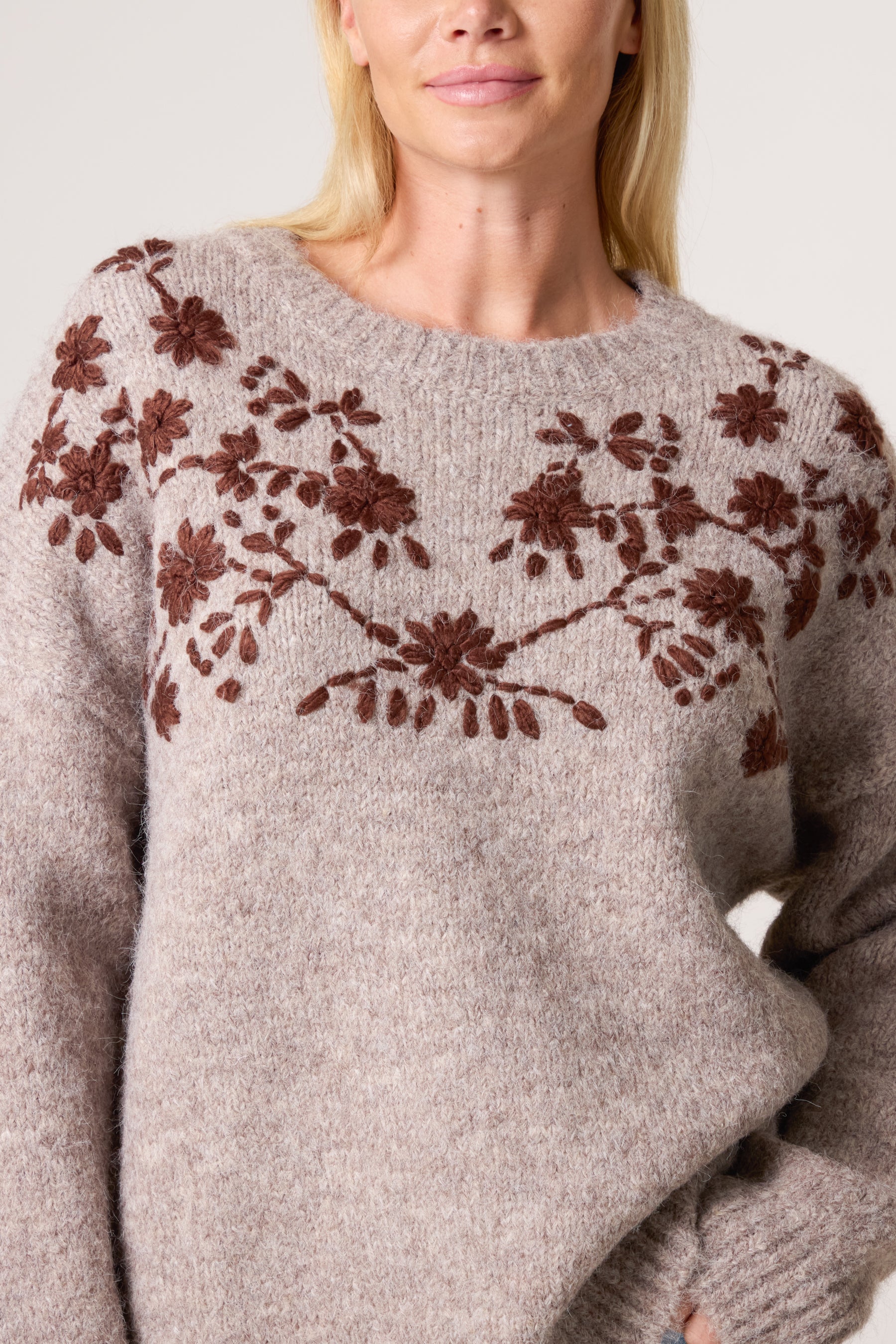 Flower Embroidered Knit Jumper