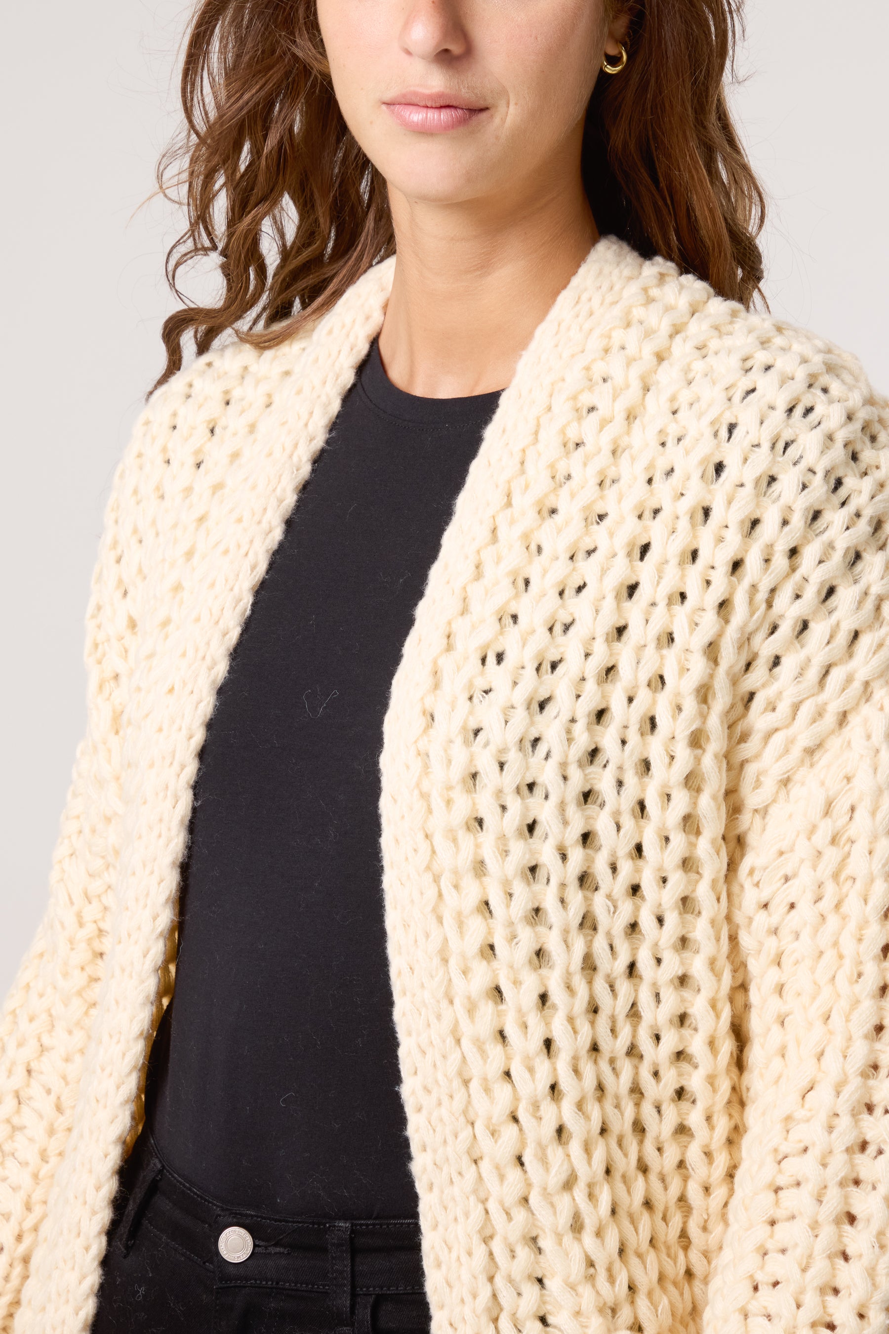 Thick Cable Knit Pockets Cardigan