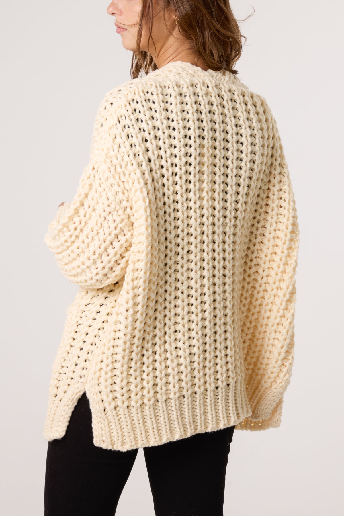 Thick Cable Knit Pockets Cardigan