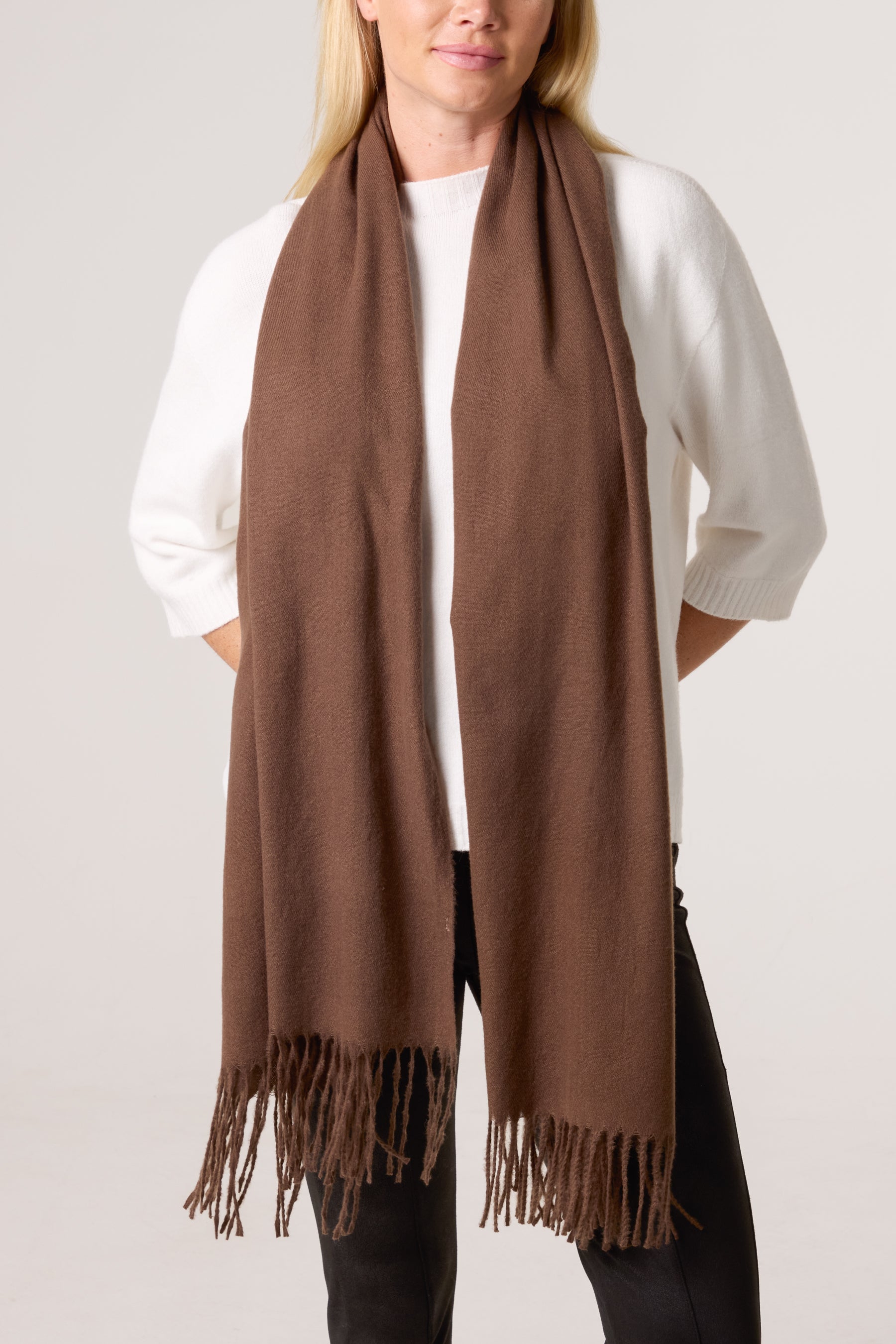 Soft Knit Plain Tassel Scarf