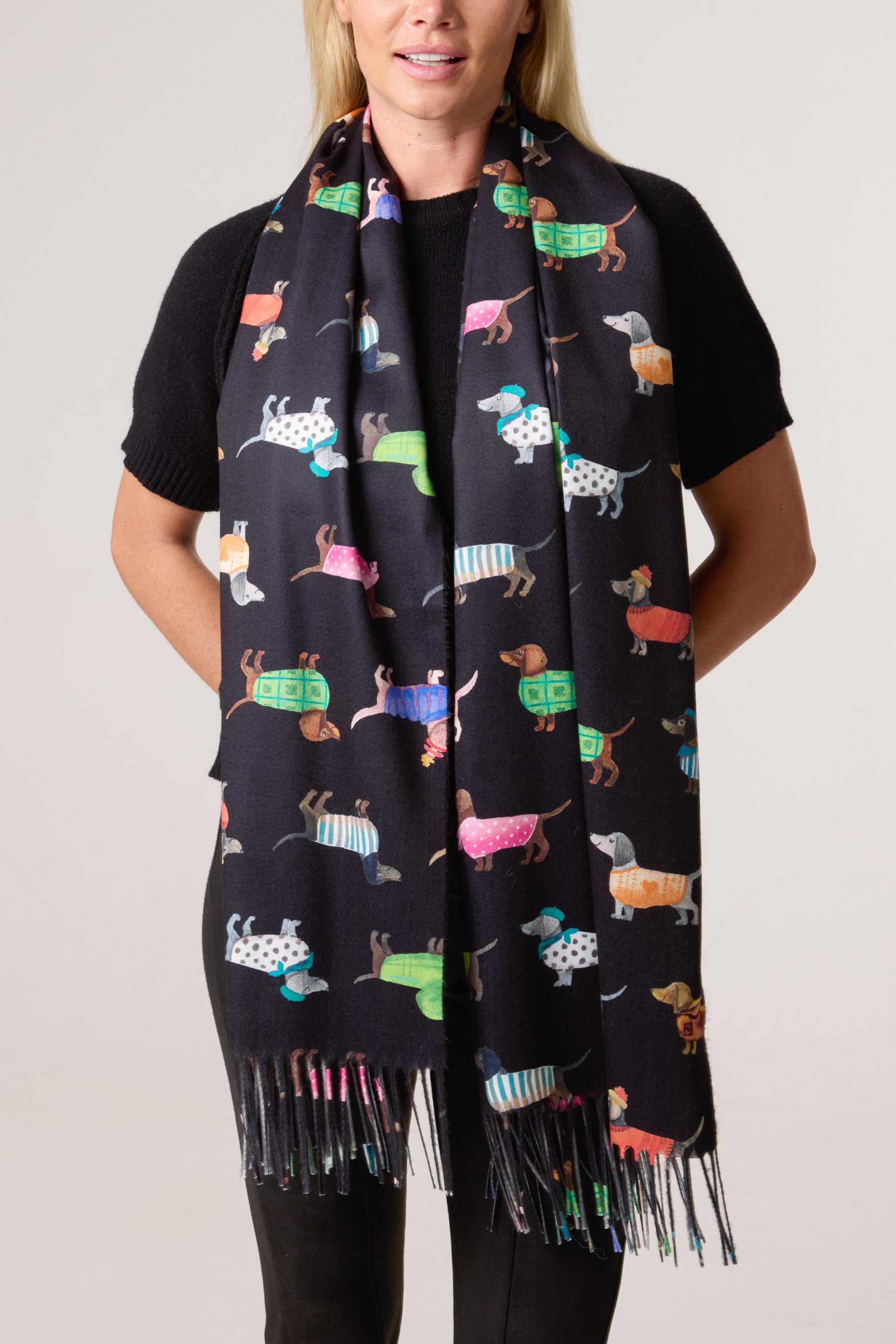 Sausage Dog Tassel Scarf