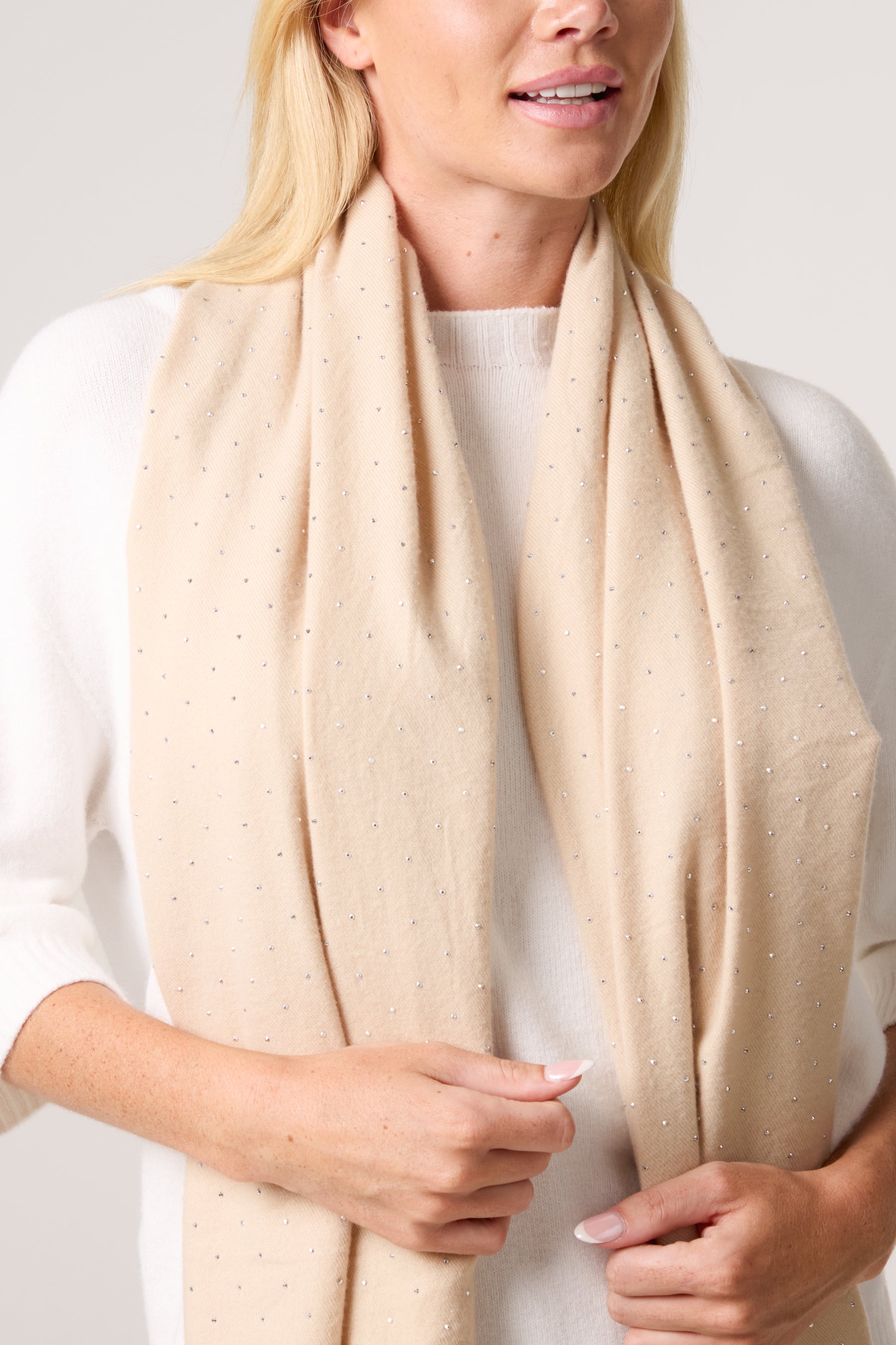 Diamante Embellished Tassel Scarf