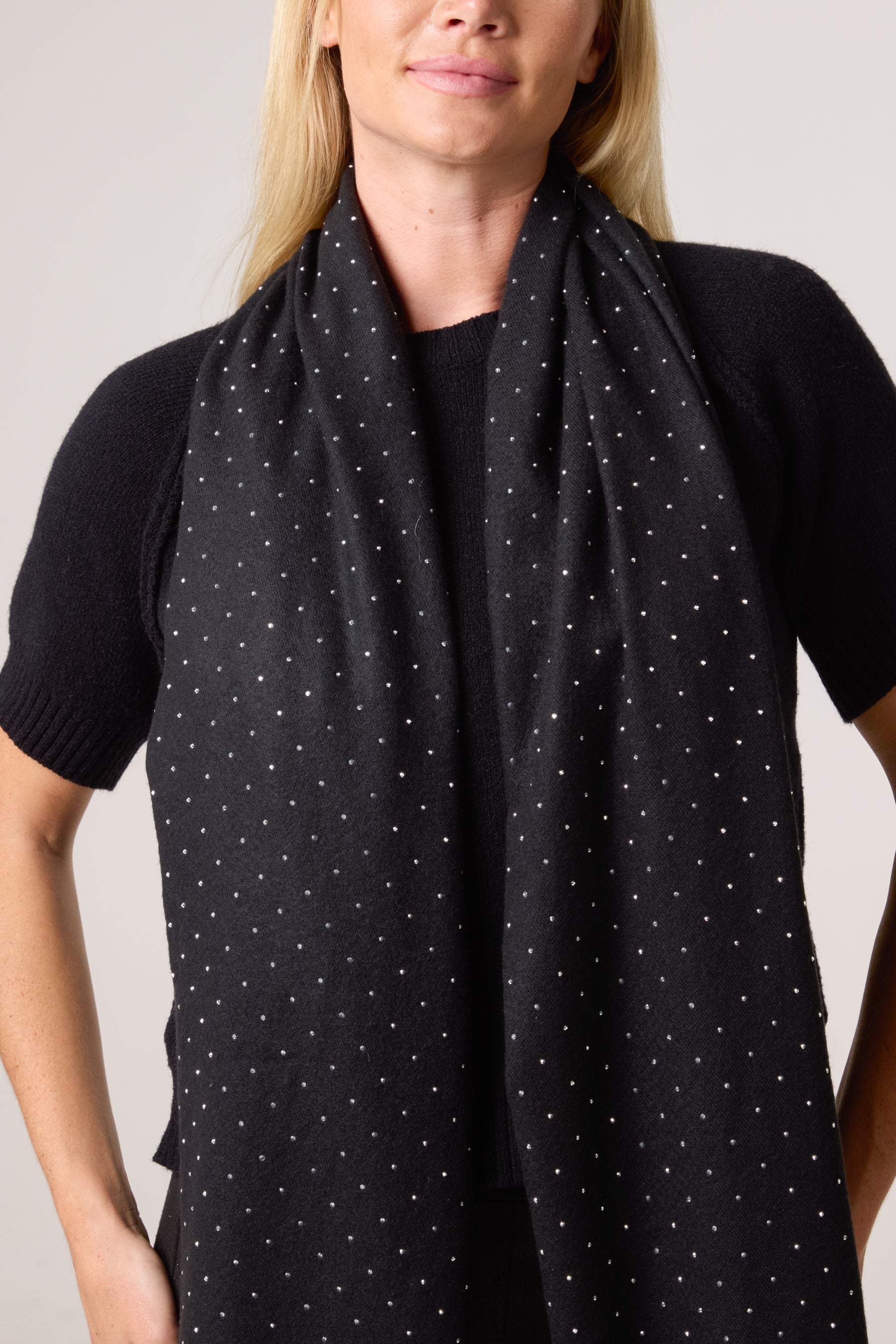 Diamante Embellished Tassel Scarf