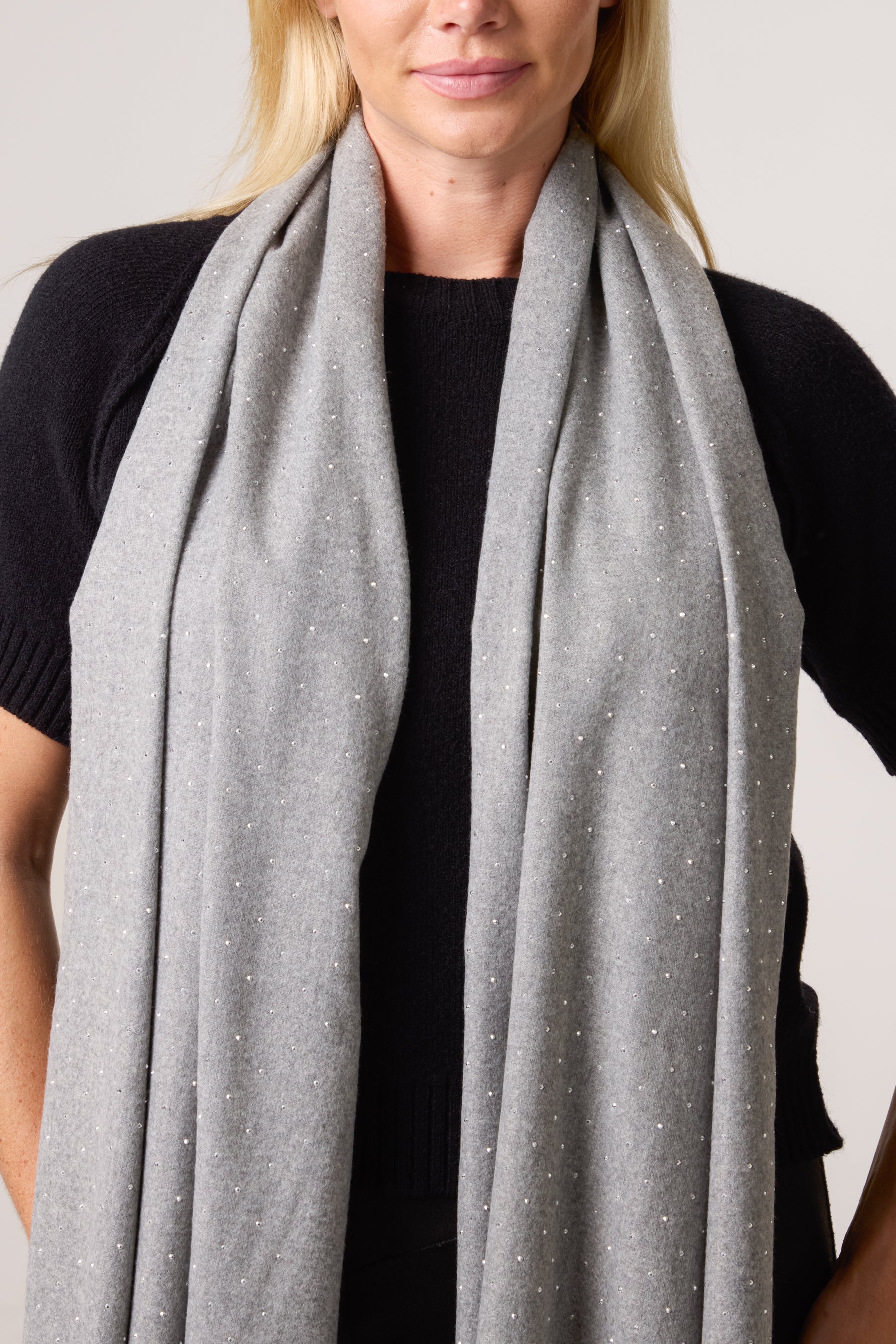 Diamante Embellished Tassel Scarf