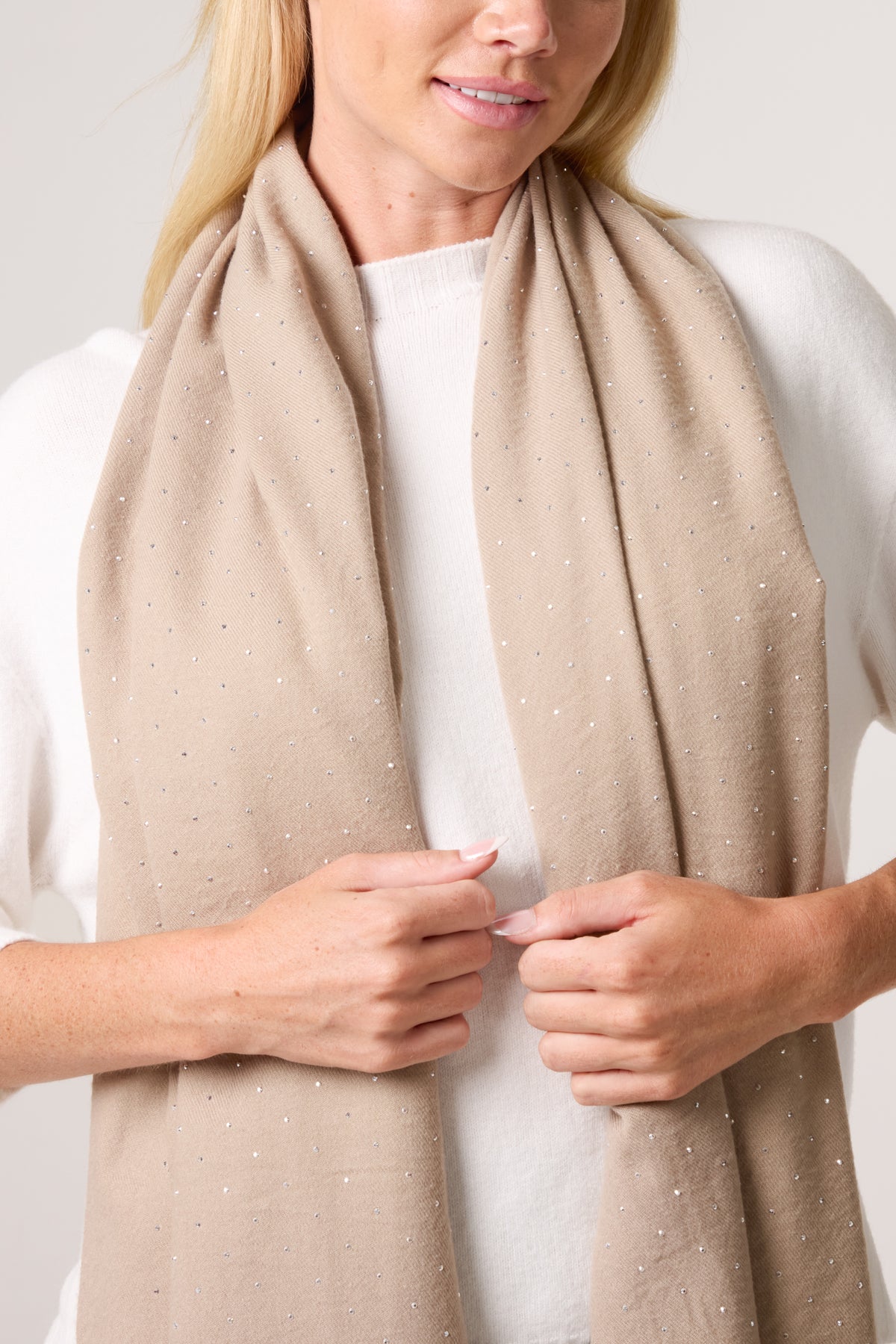 Diamante Embellished Tassel Scarf