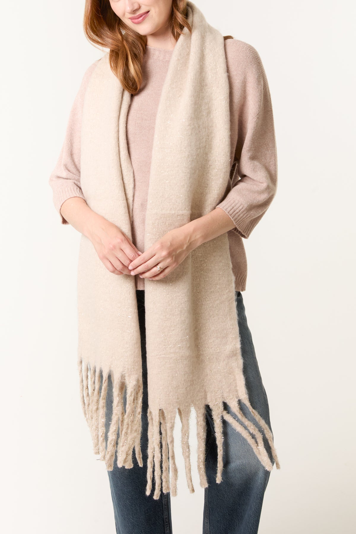 Glitter Super Soft Tassel Scarf