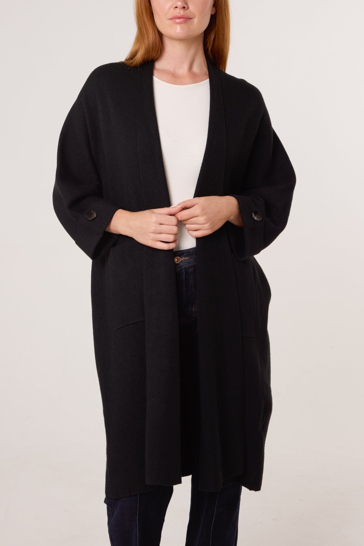 Longline Pockets Open Cardigan
