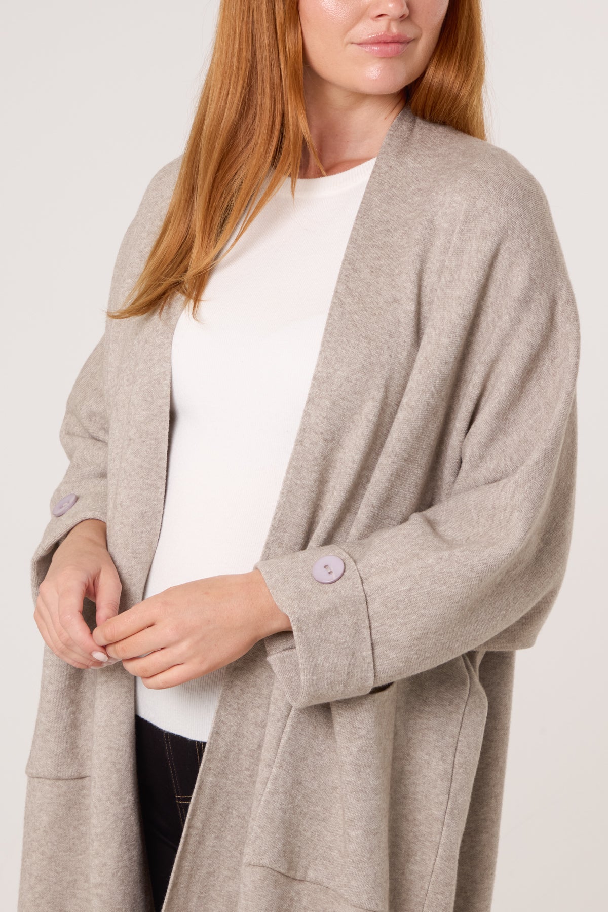 Longline Pockets Open Cardigan