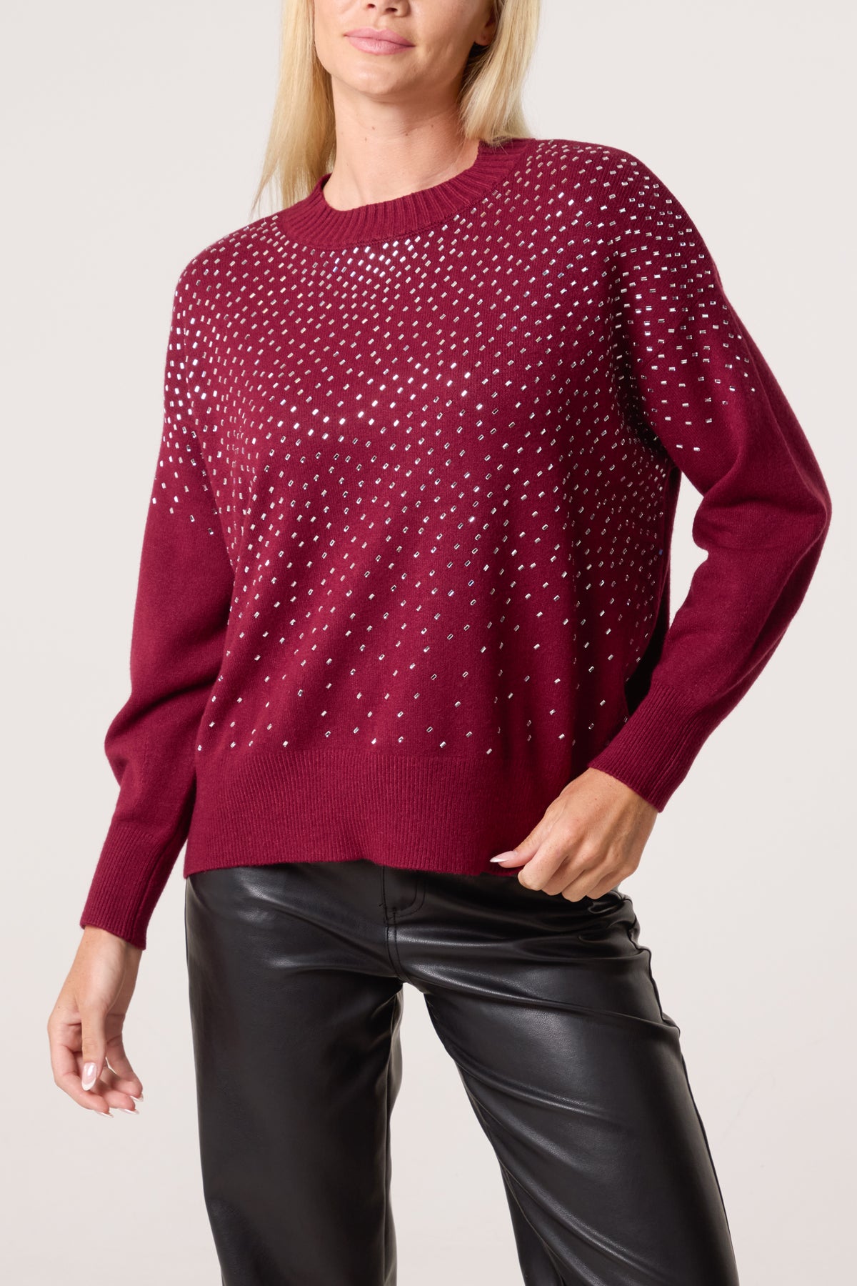 Rhinestone Embellished Knit Jumper