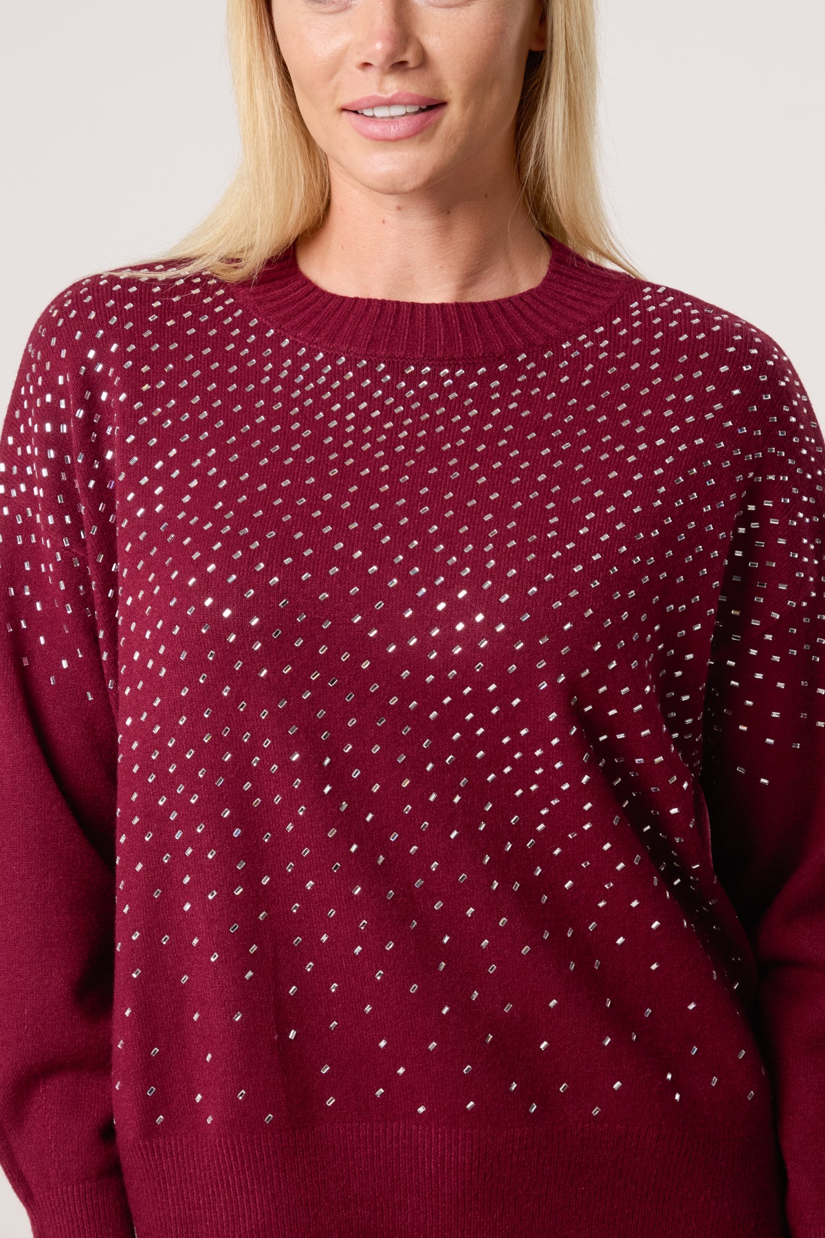 Rhinestone Embellished Knit Jumper