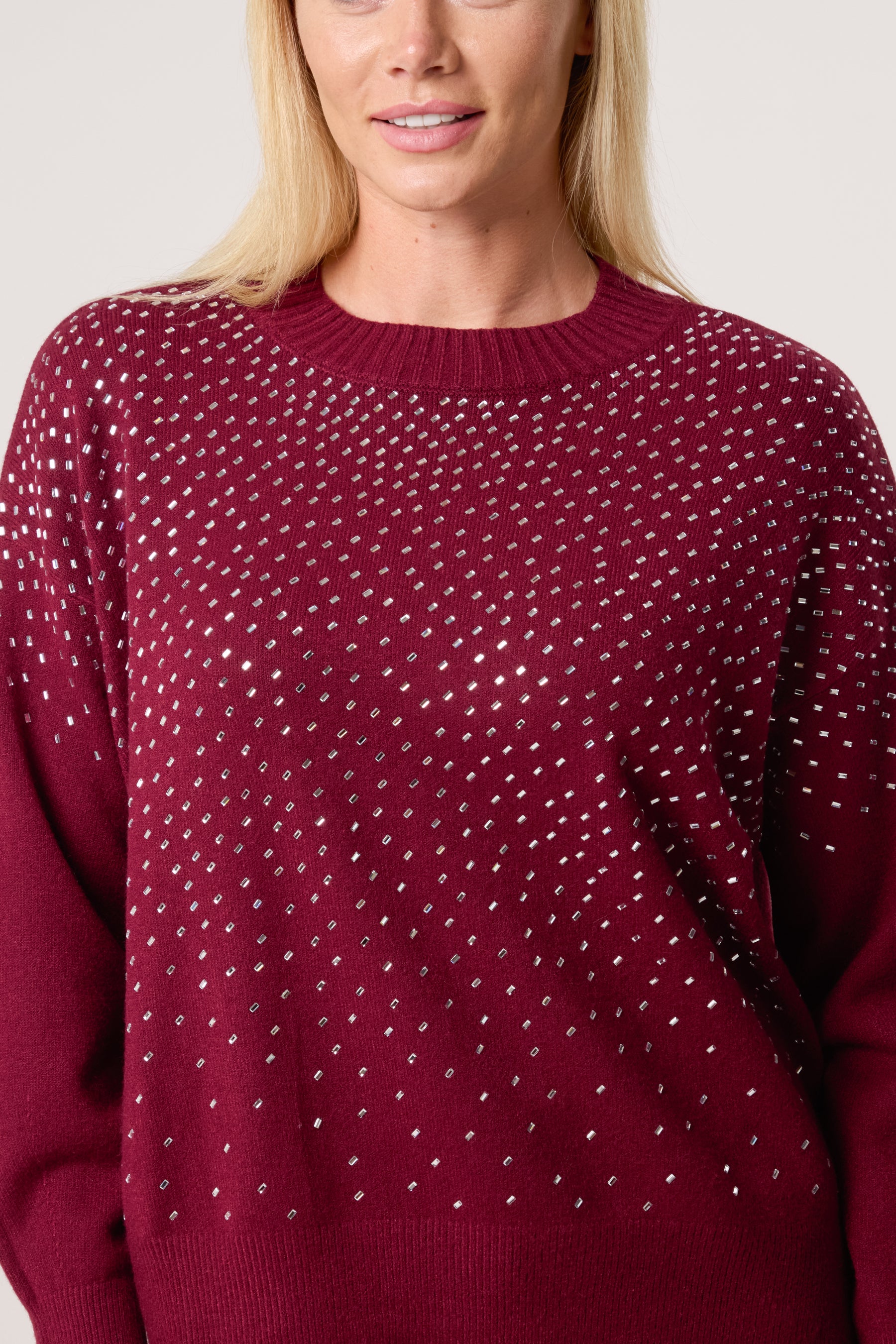 Rhinestone Embellished Knit Jumper