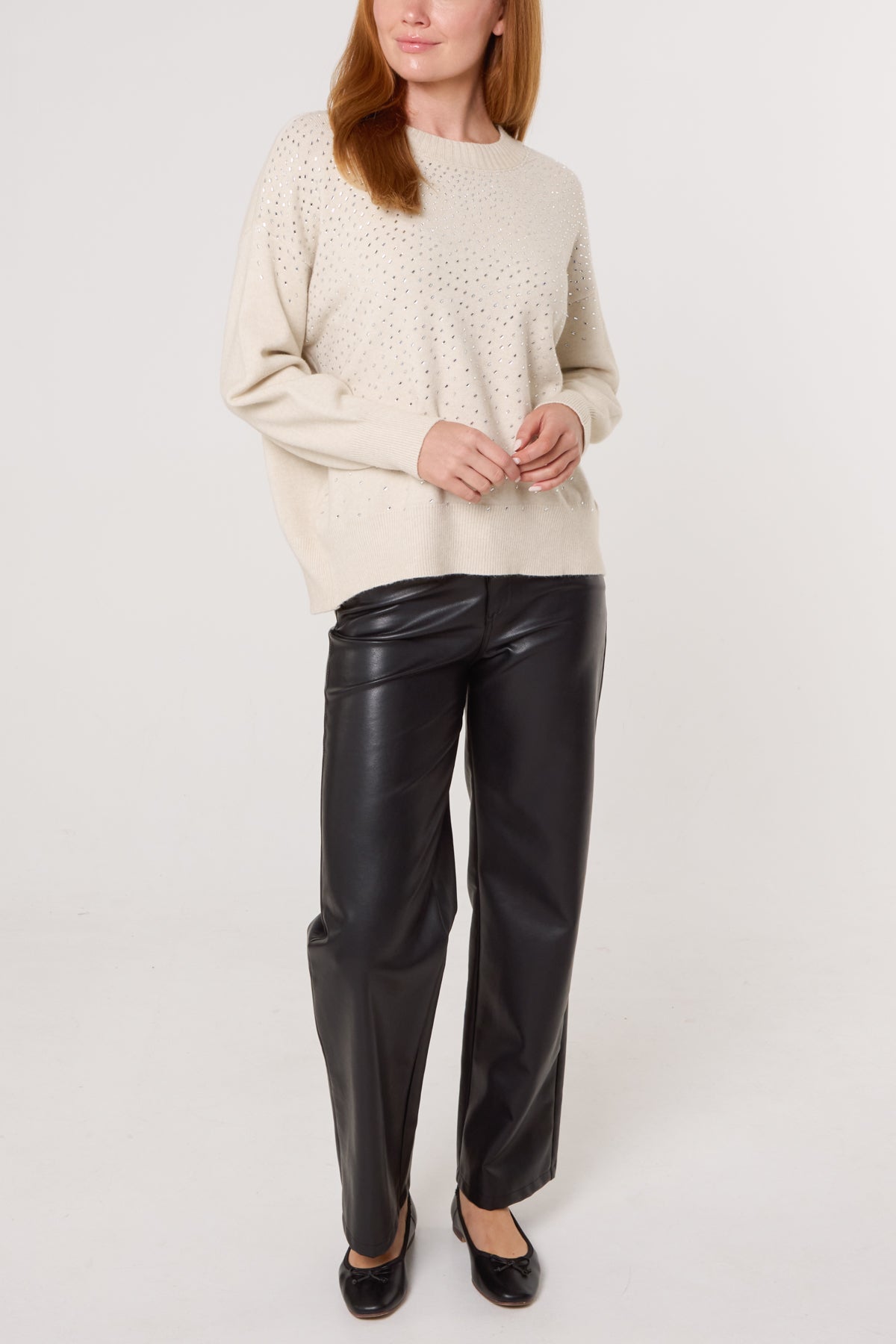 Rhinestone Embellished Knit Jumper