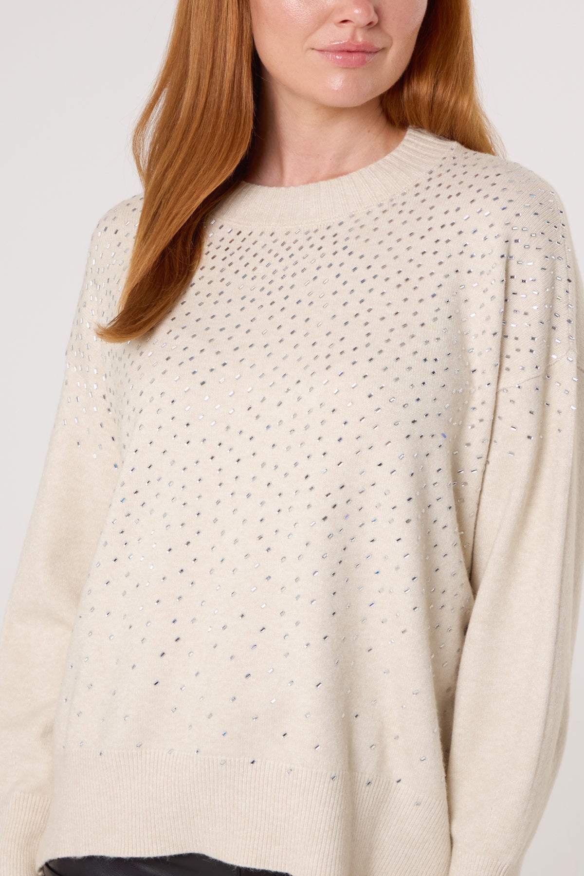 Rhinestone Embellished Knit Jumper