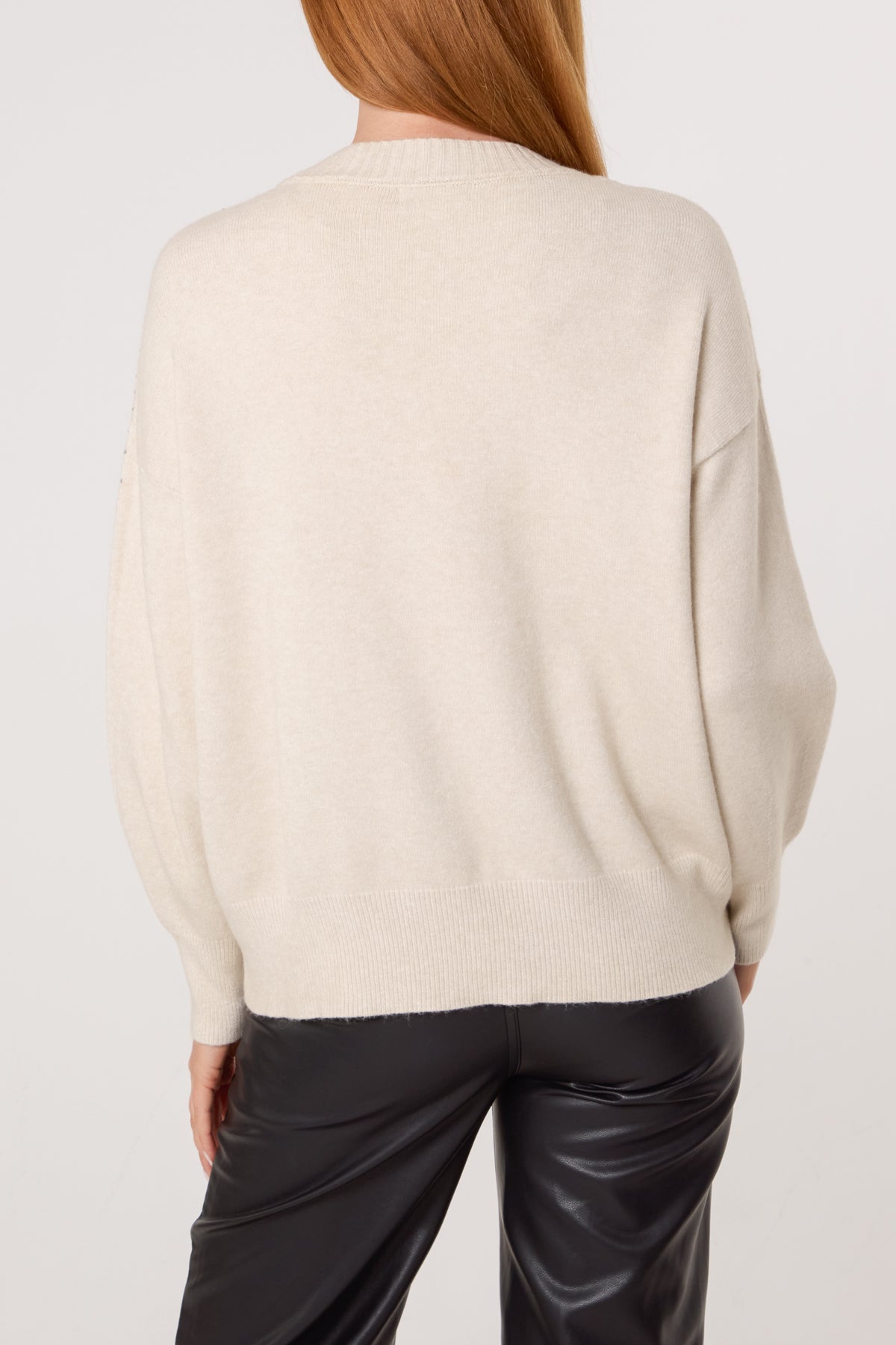 Rhinestone Embellished Knit Jumper