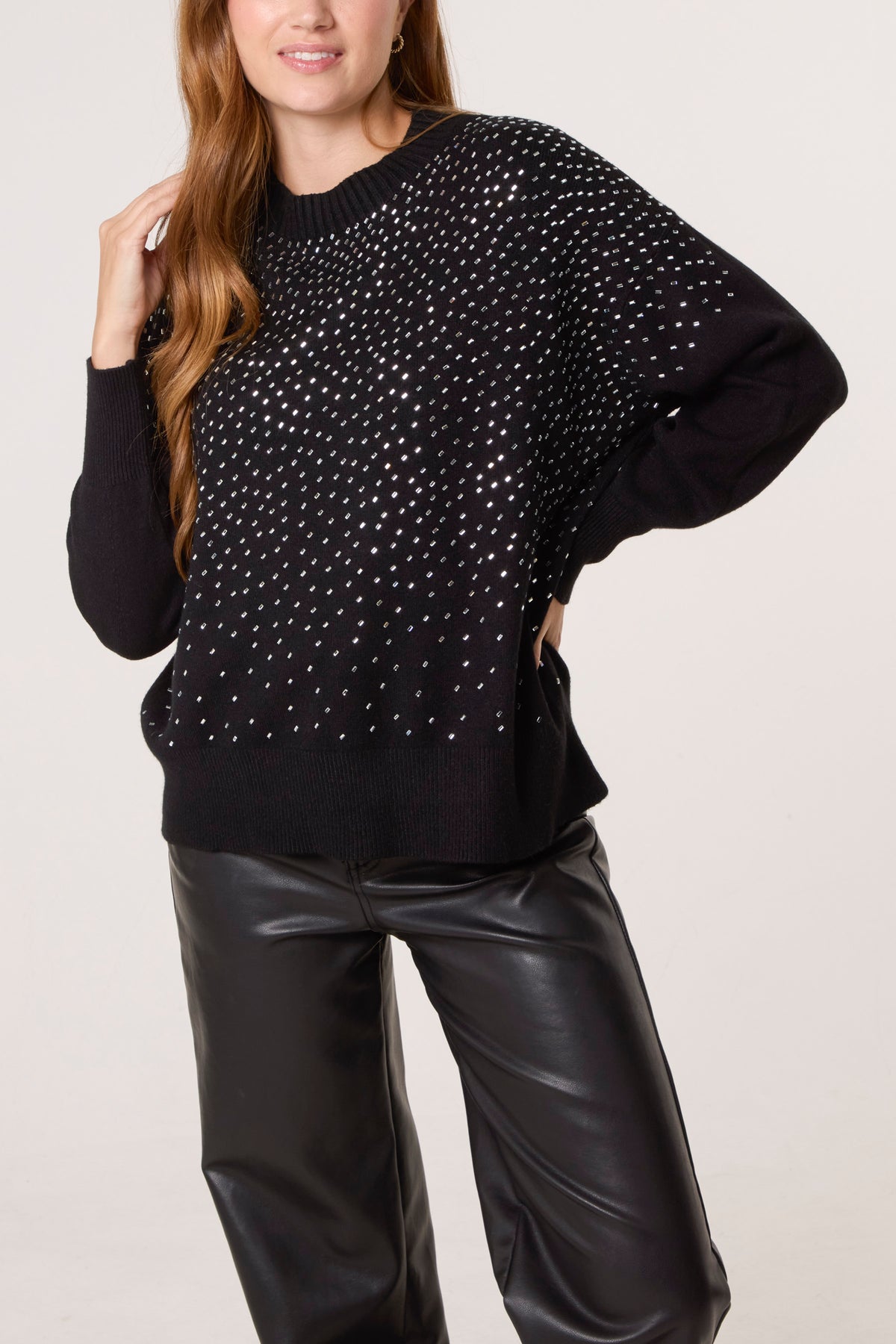 Rhinestone Embellished Knit Jumper