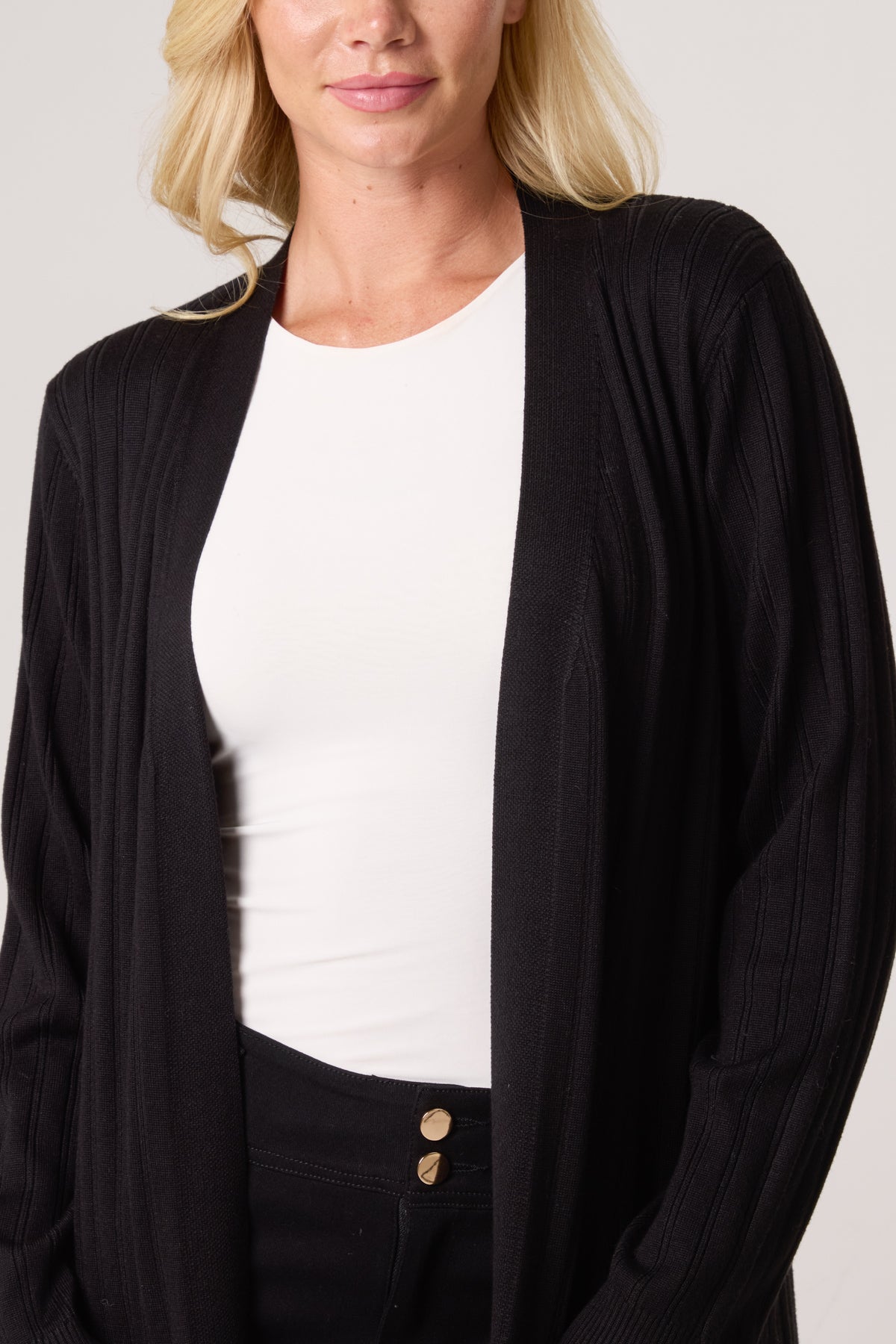 Longline Ribbed Knit Cardigan