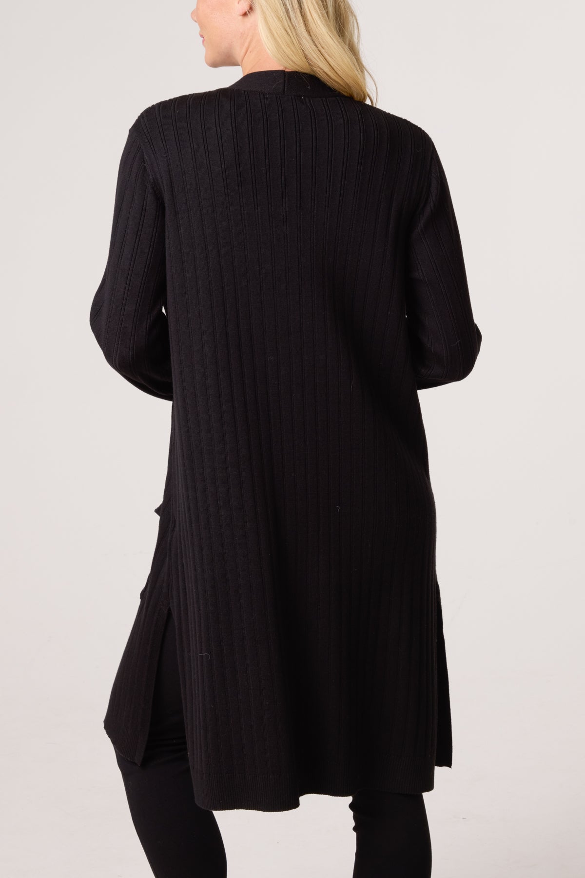 Longline Ribbed Knit Cardigan