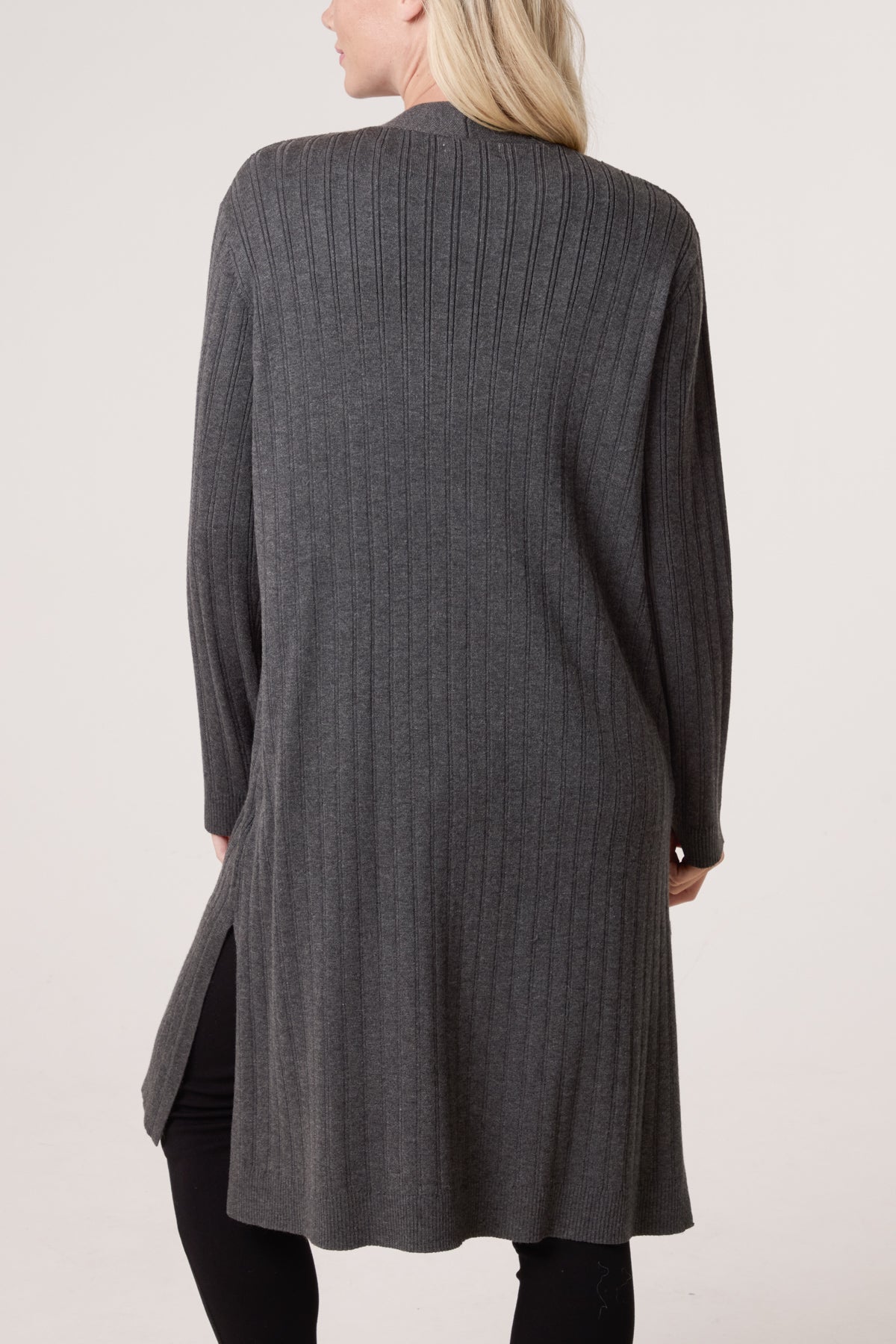 Longline Ribbed Knit Cardigan