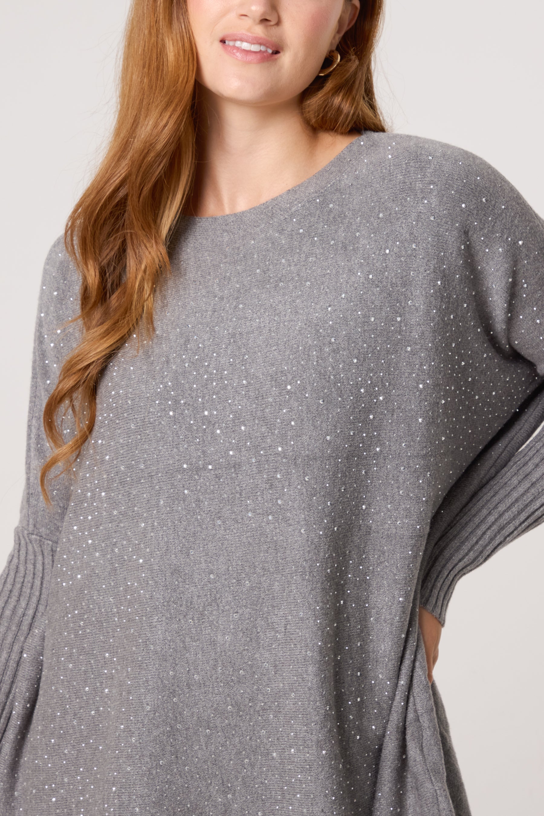 Scattered Embellished Batwing Knit Jumper