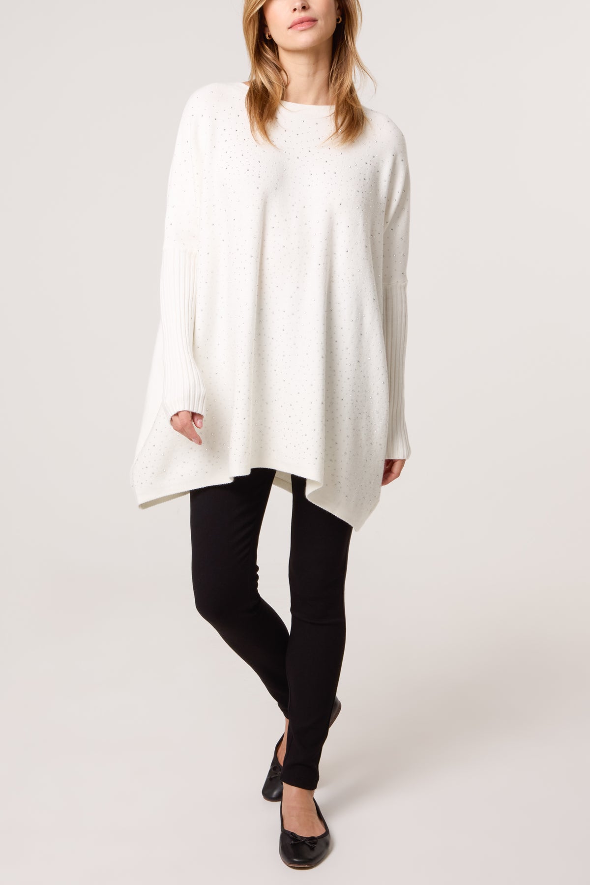 Scattered Embellished Batwing Knit Jumper