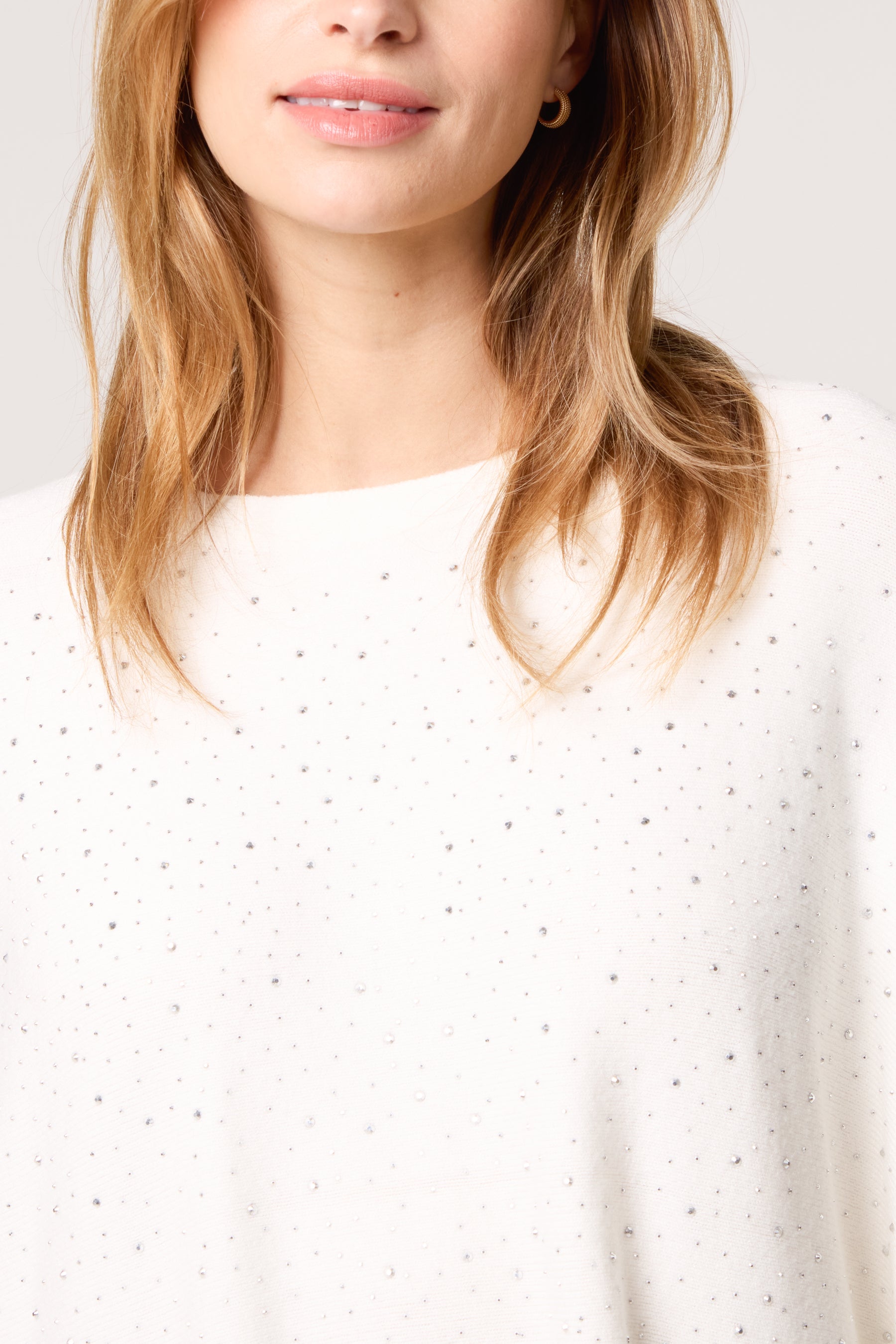 Scattered Embellished Batwing Knit Jumper