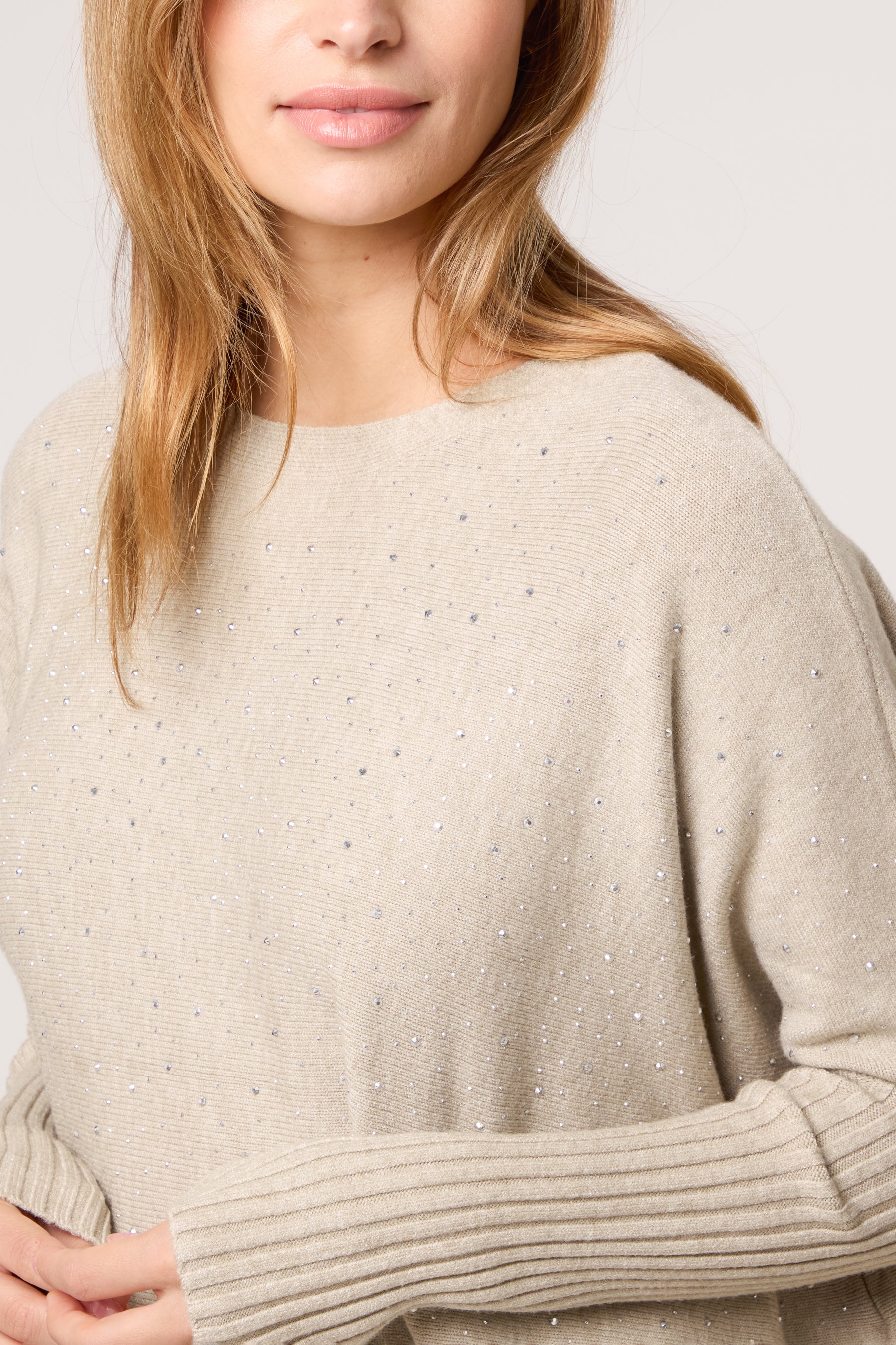 Scattered Embellished Batwing Knit Jumper