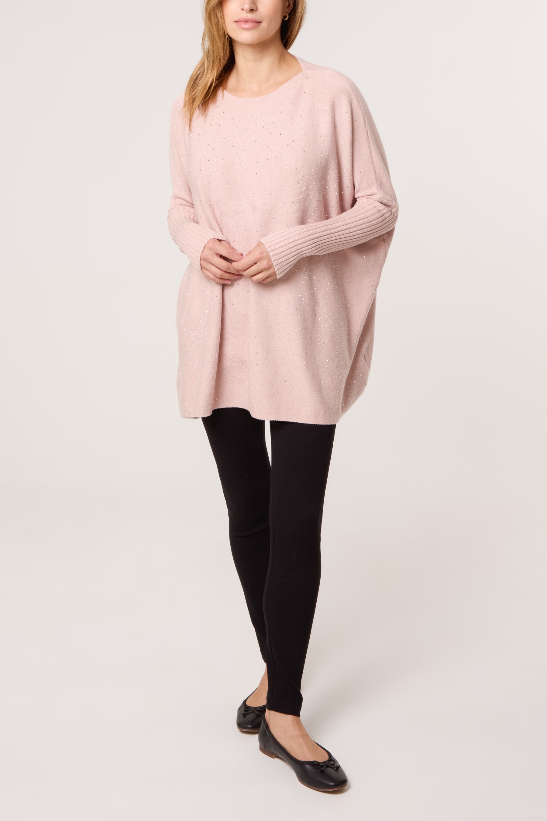 Scattered Embellished Batwing Knit Jumper