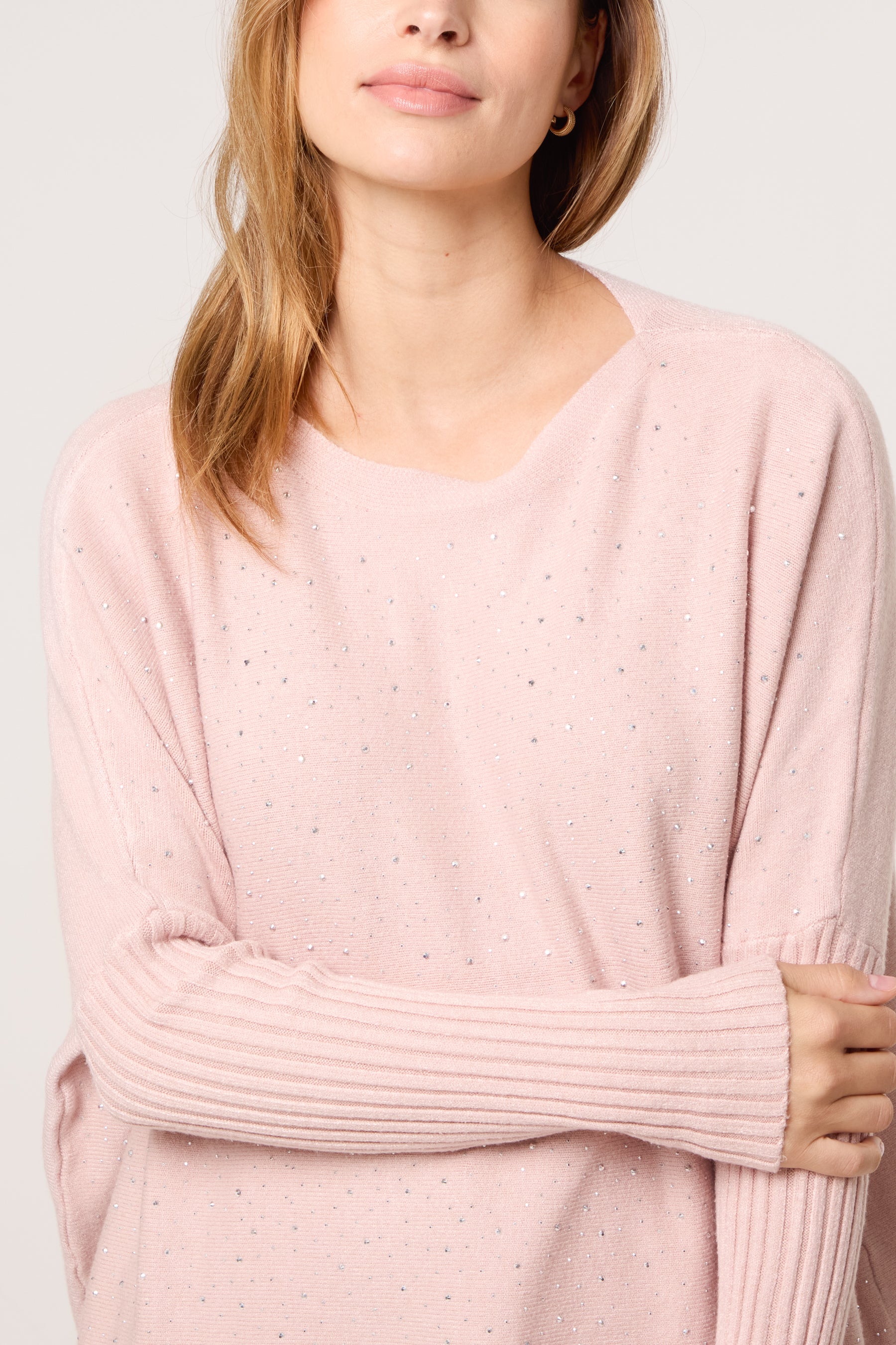 Scattered Embellished Batwing Knit Jumper