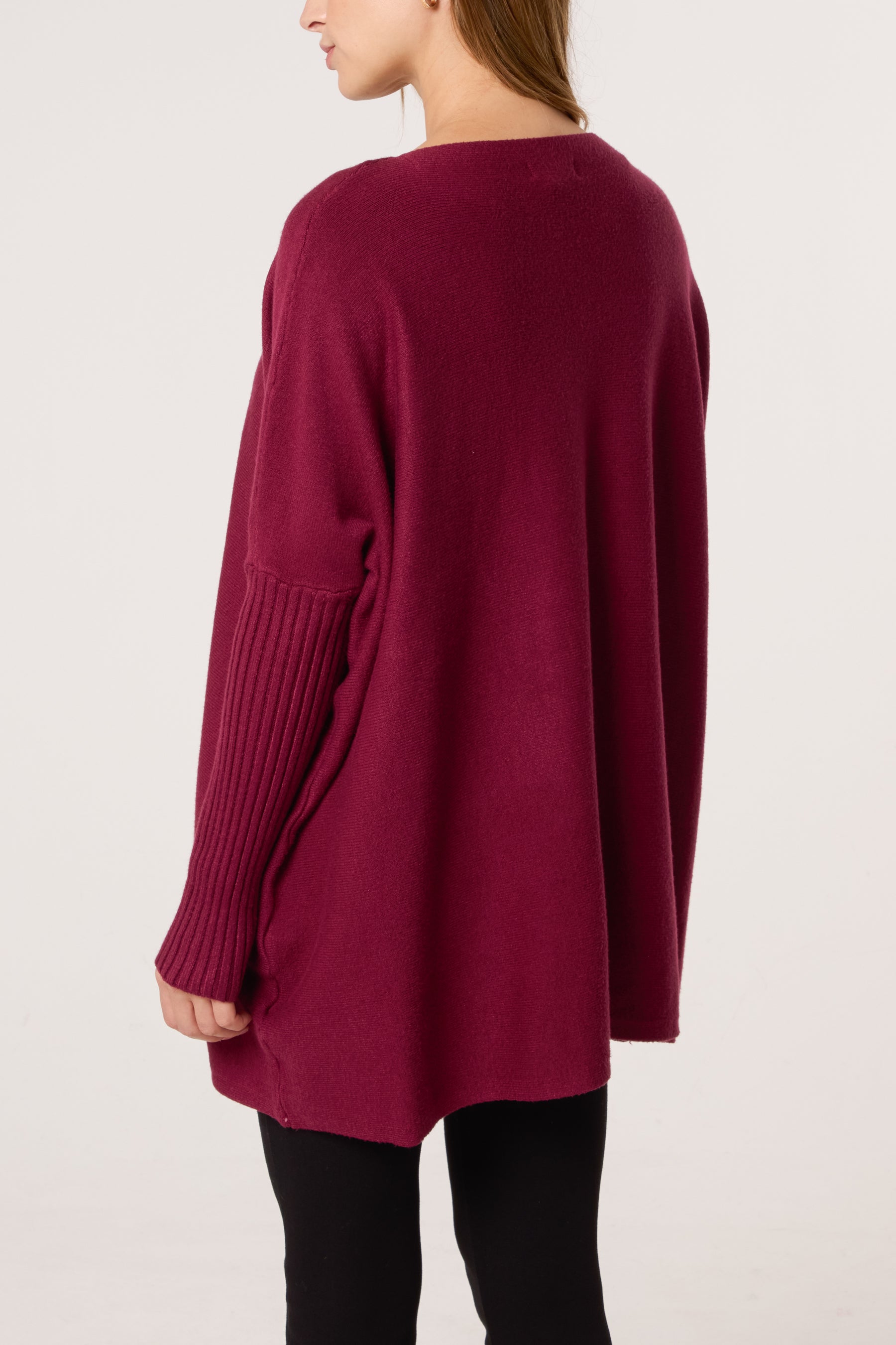 Diamante Heart Batwing Knit Jumper
