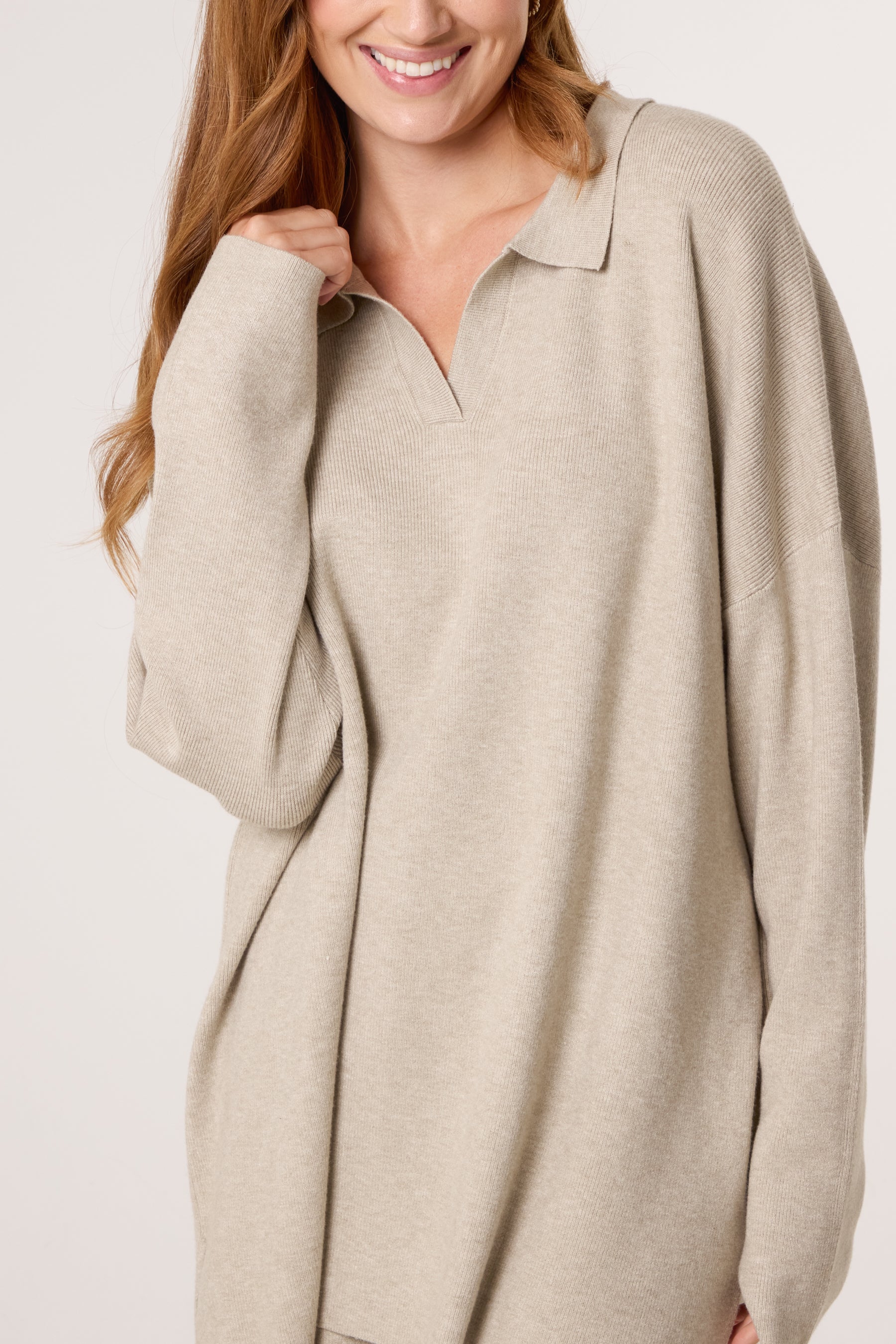 Open Collar Jumper & Trouser Knitted Set
