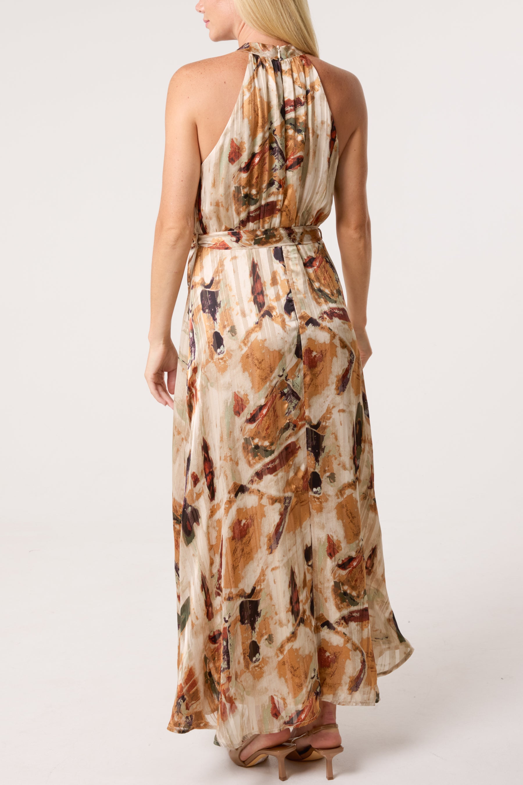 Marble Halter Neck Maxi Dress