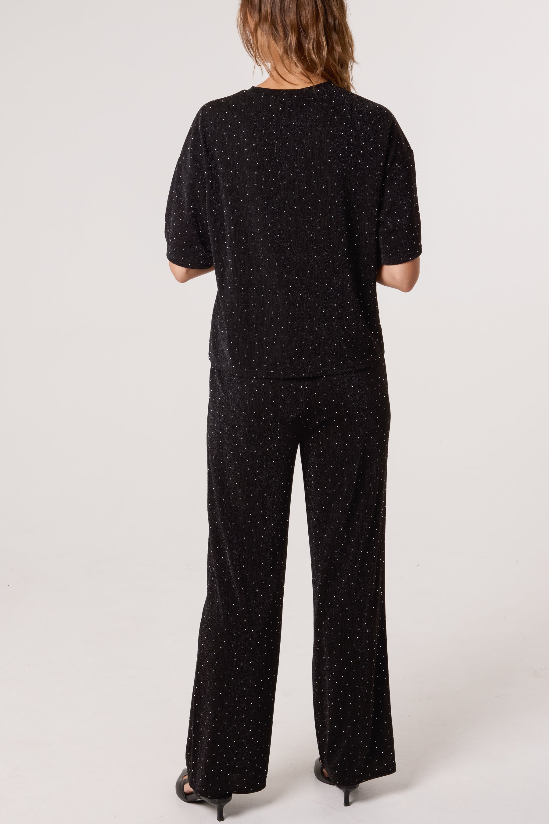 Rhinestone Sparkle T-Shirt & Trouser Set