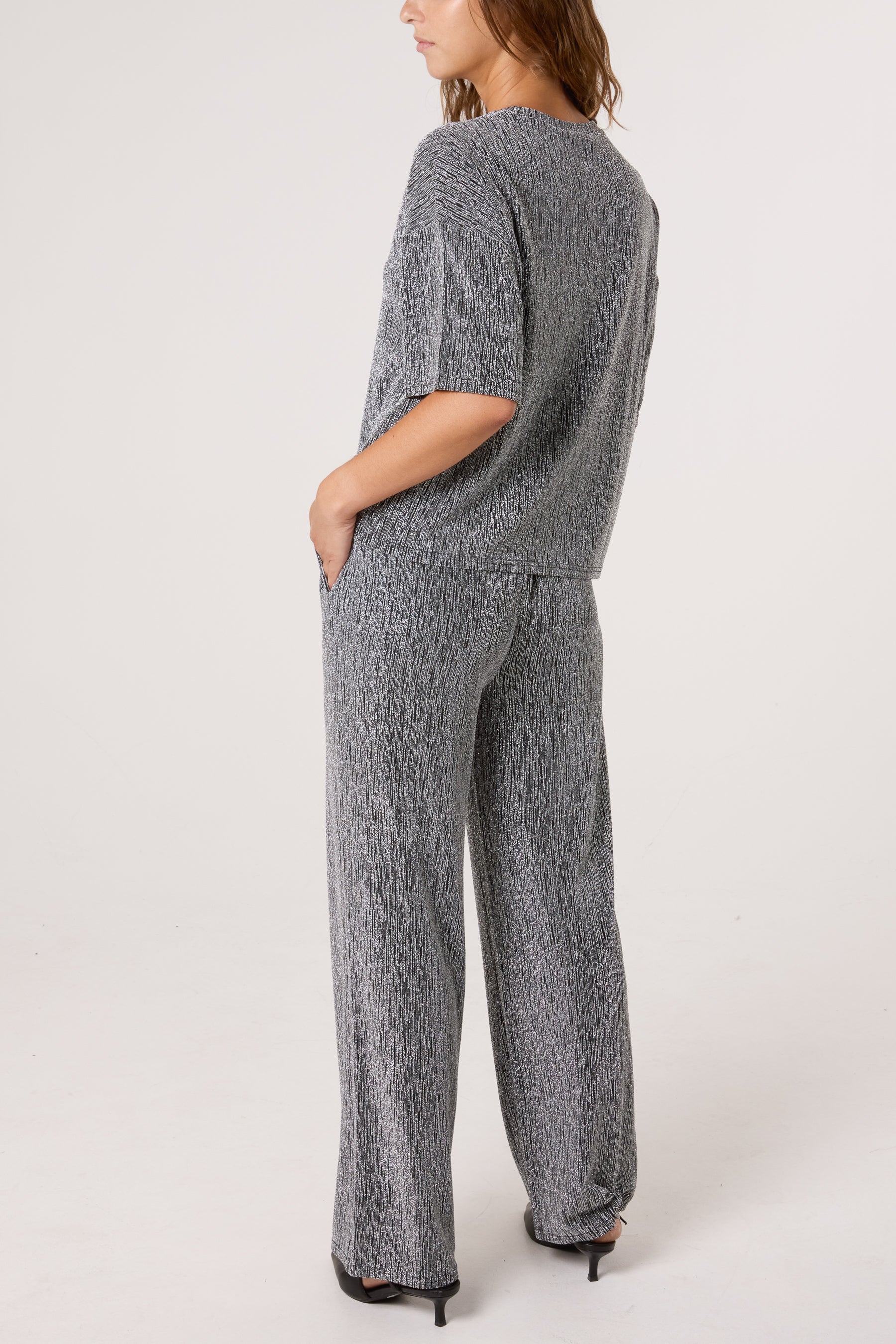 Rhinestone Sparkle T-Shirt & Trouser Set