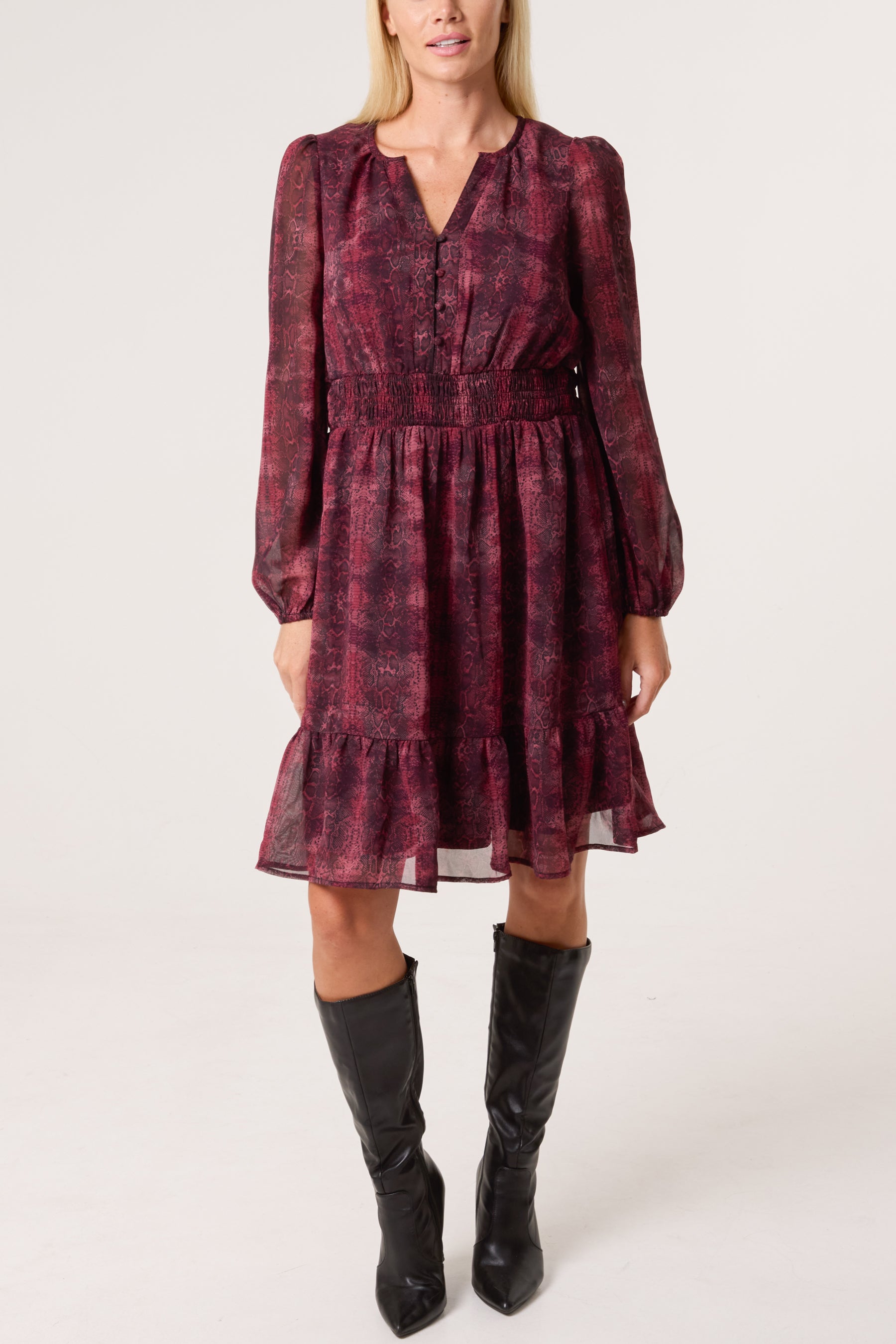 Snake Print Elasticated Waist Dress