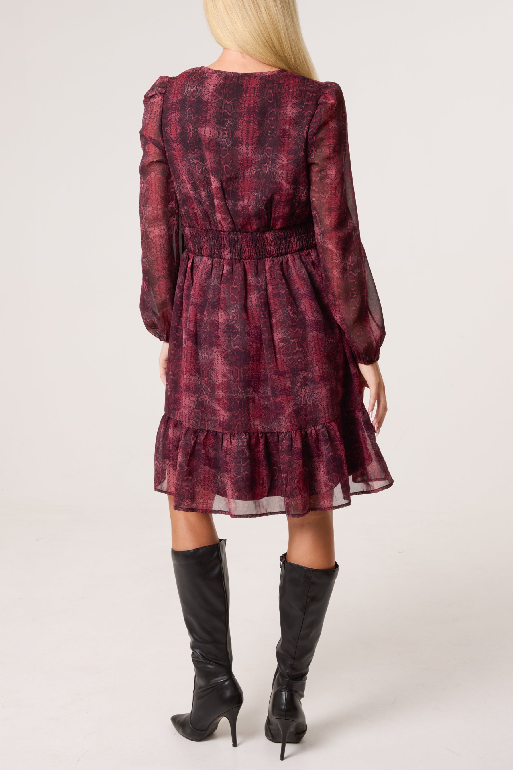 Snake Print Elasticated Waist Dress