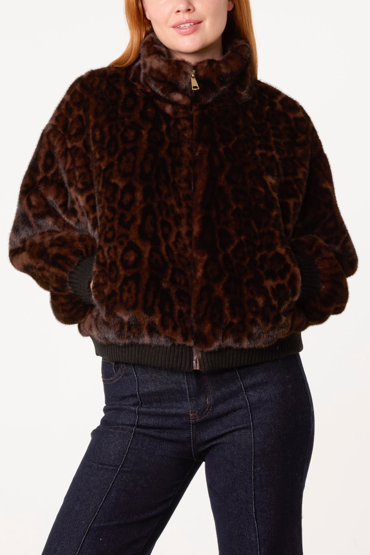 Animal Print Faux Fur Crop Jacket