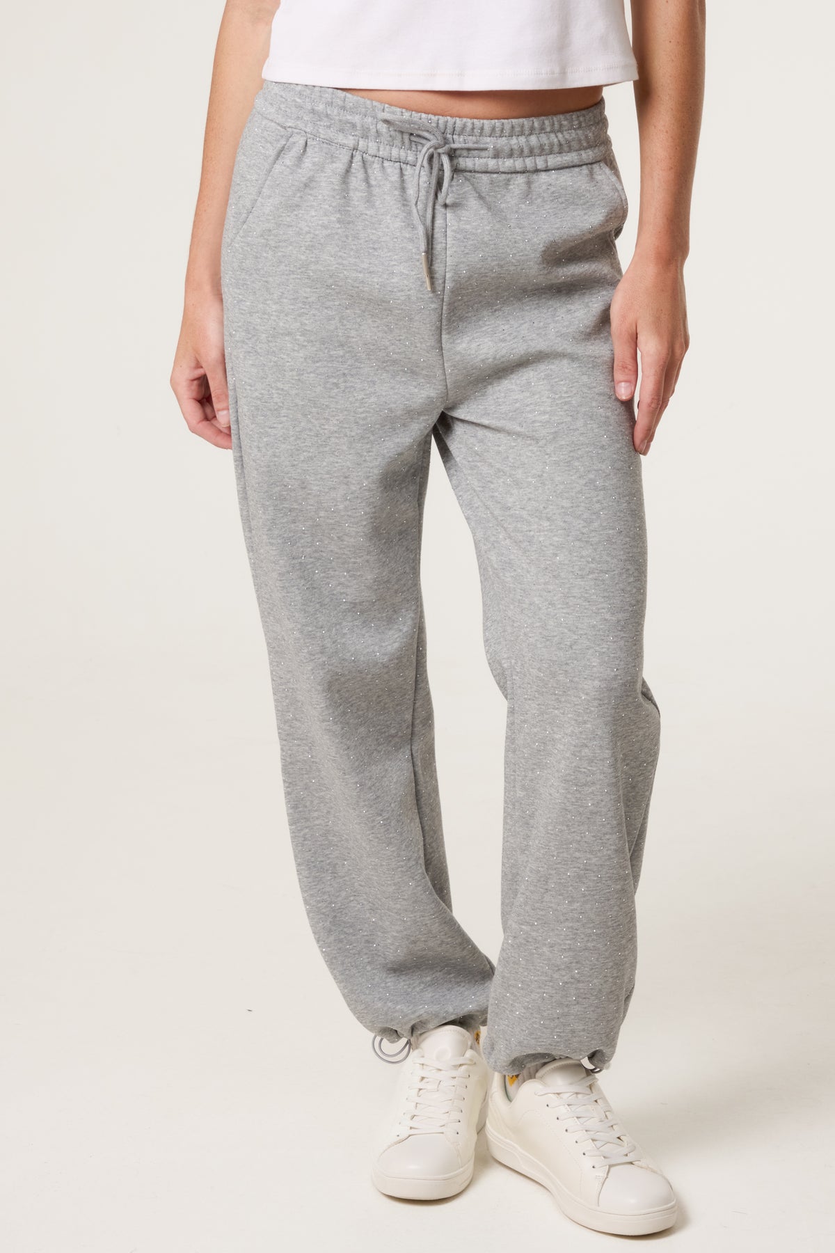 Embellished Athletic Cotton Cuffed Trouser