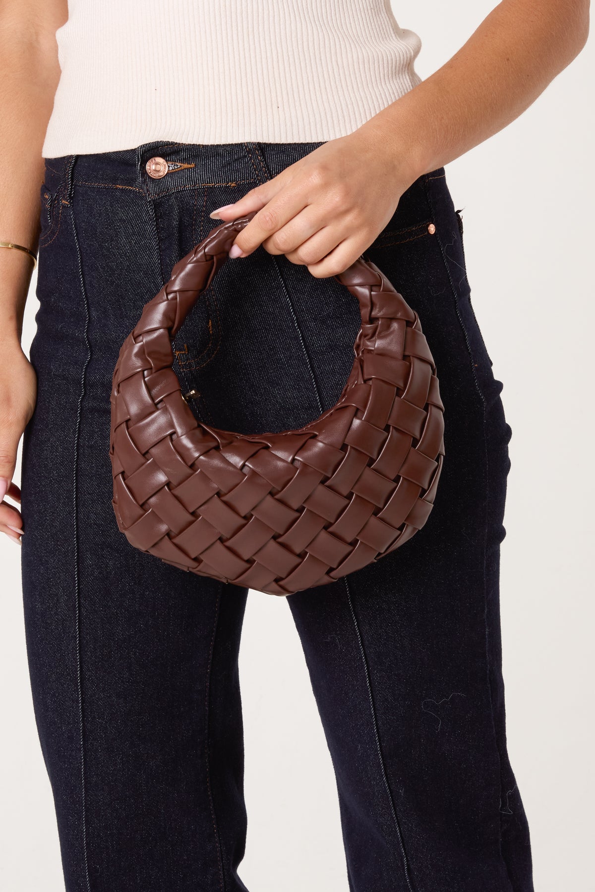 Woven Faux Leather Handbag